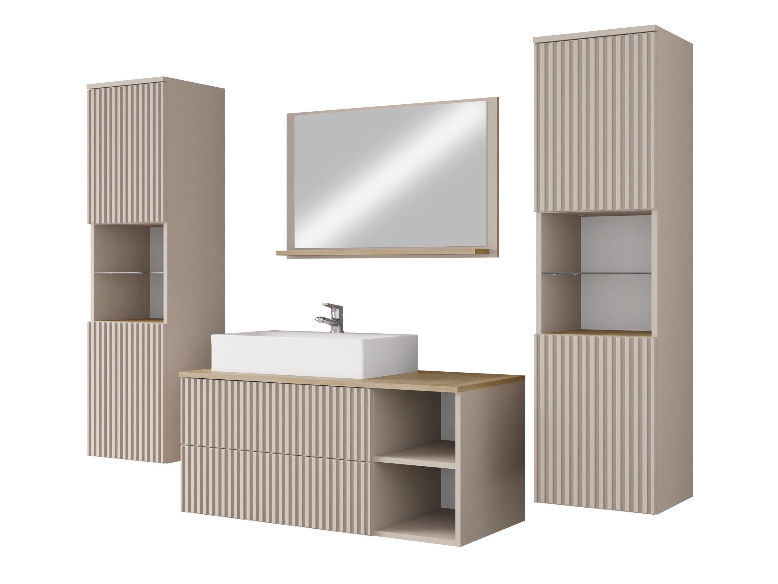 Conjunto de mueble de baño Nauta II (Cachemira + Roble)