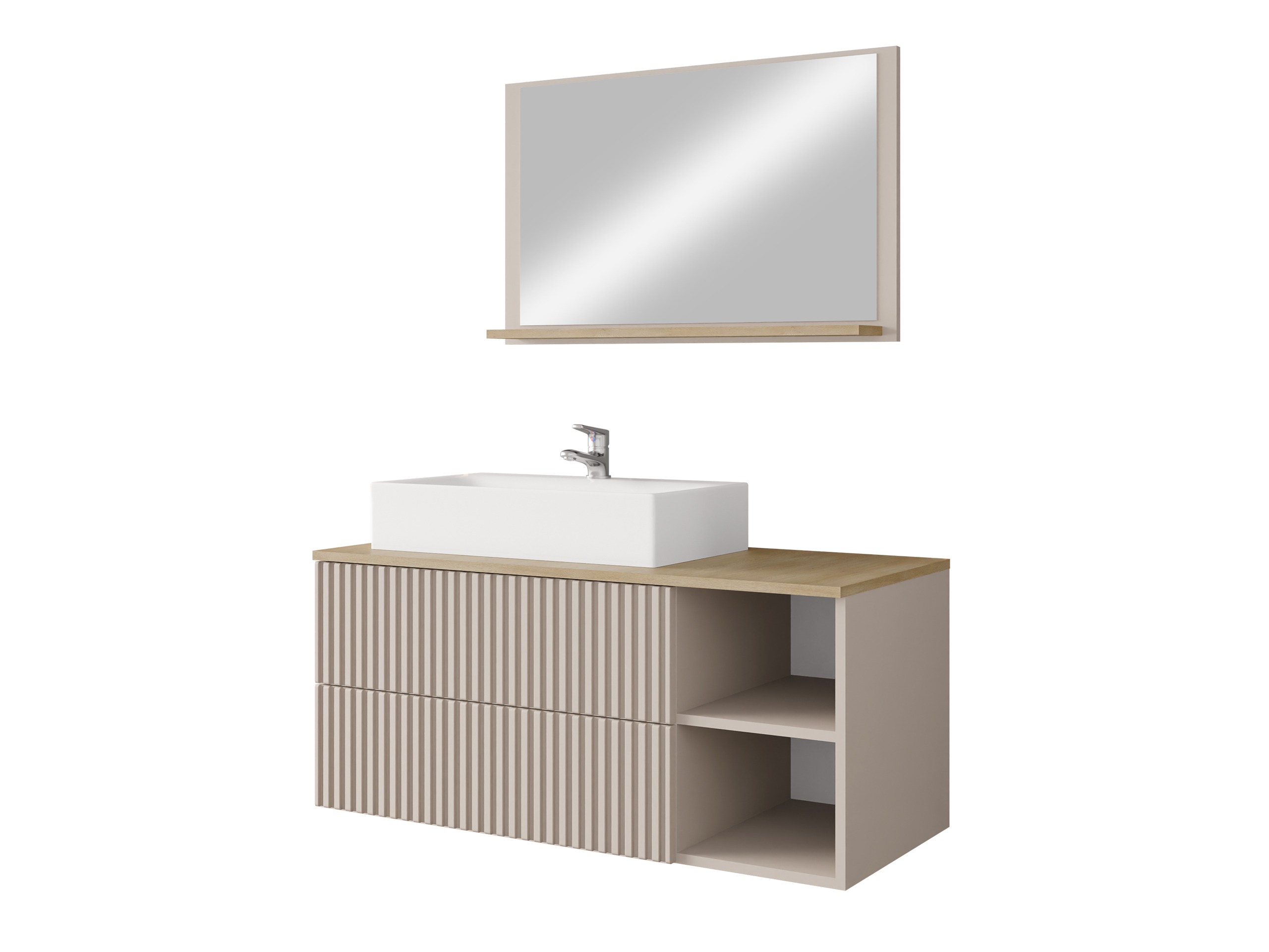 Conjunto de mueble de baño Ophruvi 103 (Cachemira + Roble)