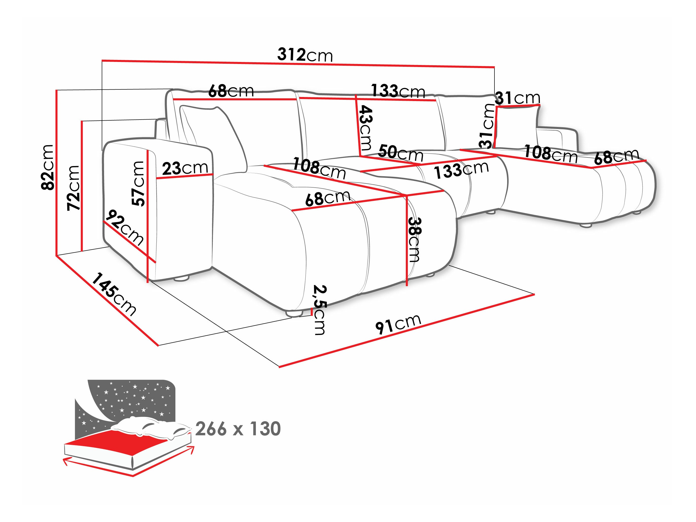 Sofá rinconero Comfivo 426 (Velo 623)