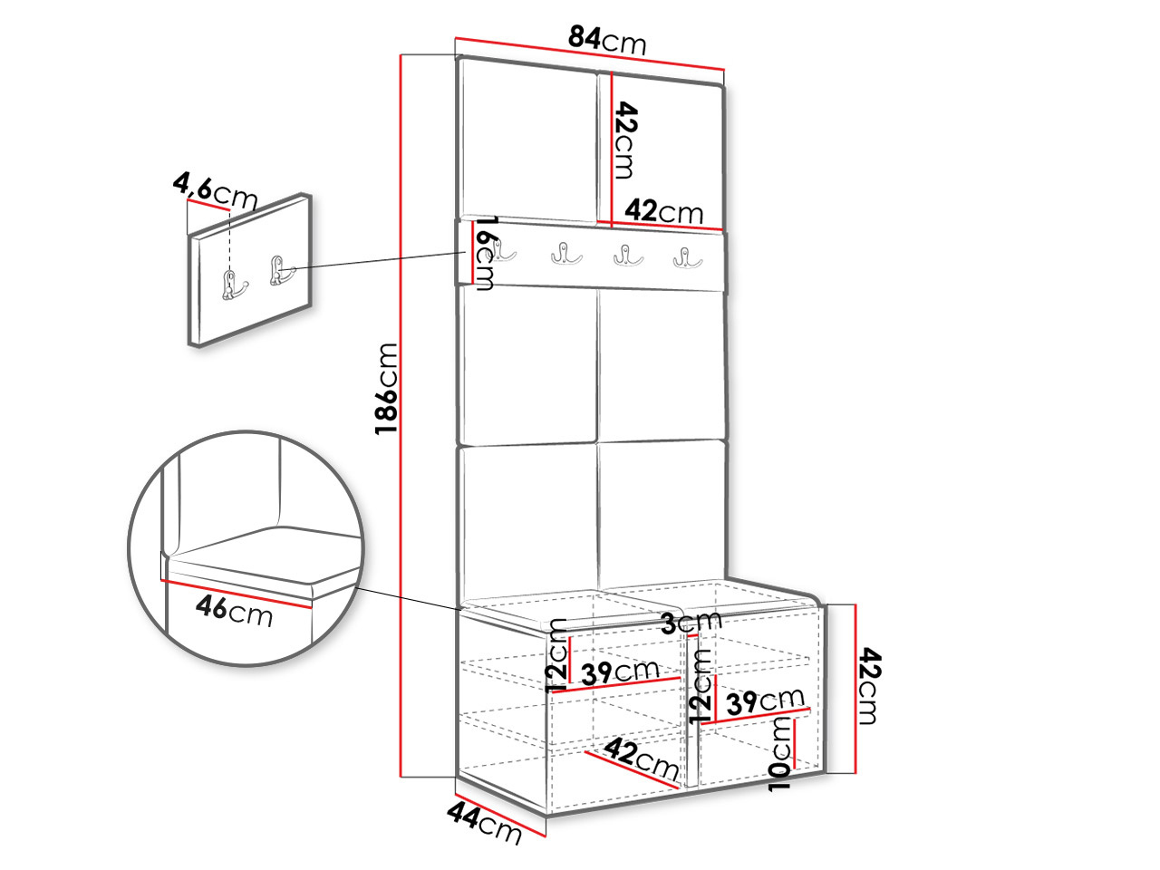 Conjunto para recibidor Hartford 267 (Roble Artisan)