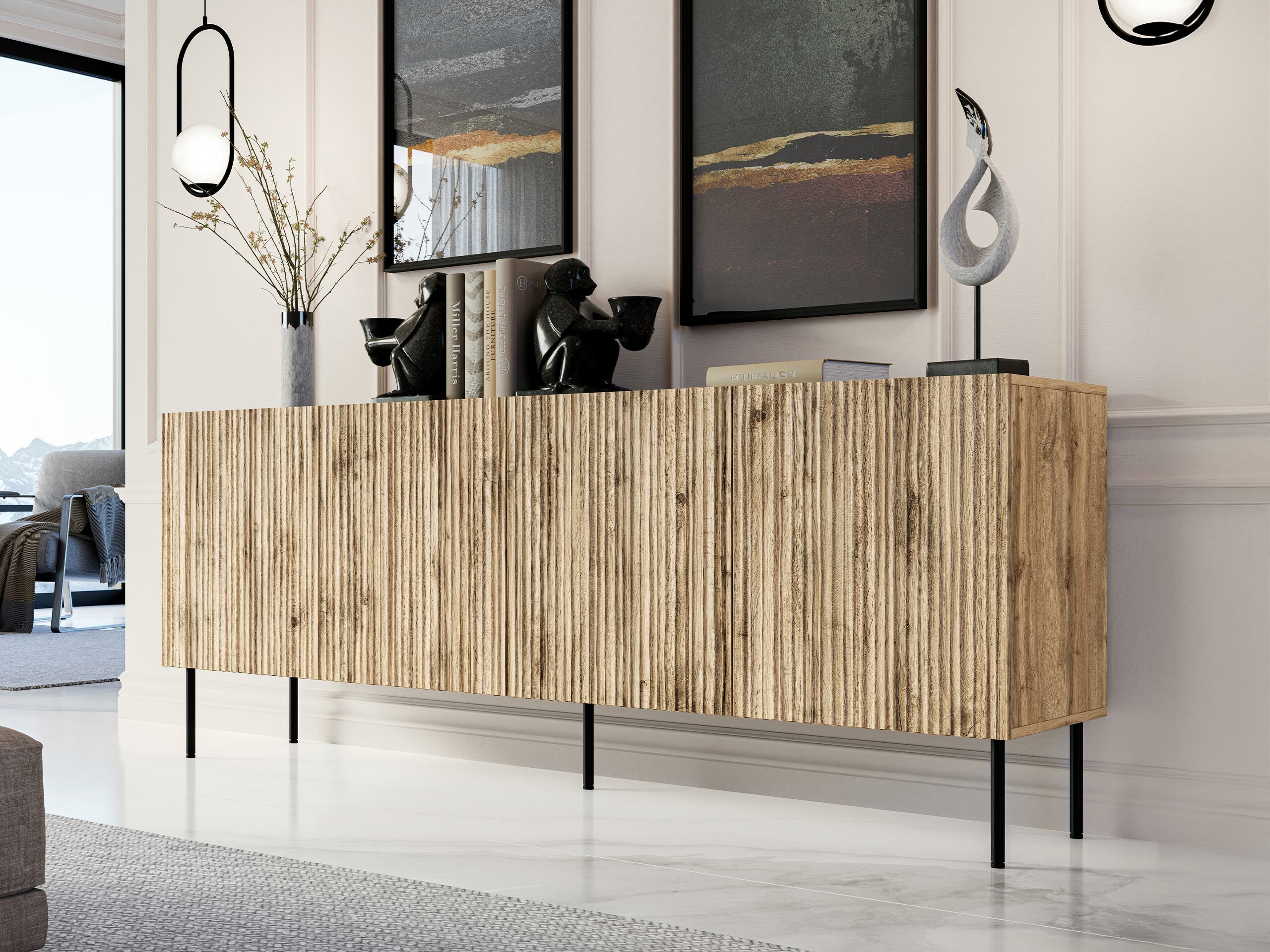 Aparador Lorelbo 101 (Roble wotan + Negro)