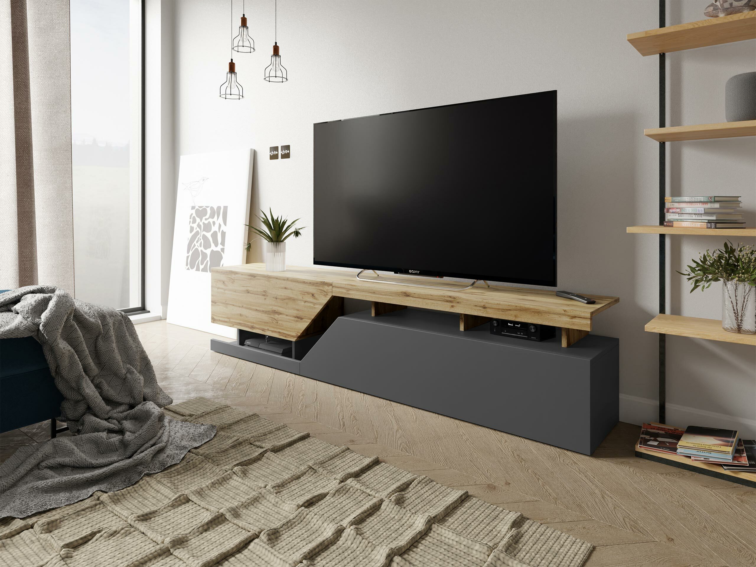 Mueble TV Comfivo Daldune I (Antracita + Roble wotan)