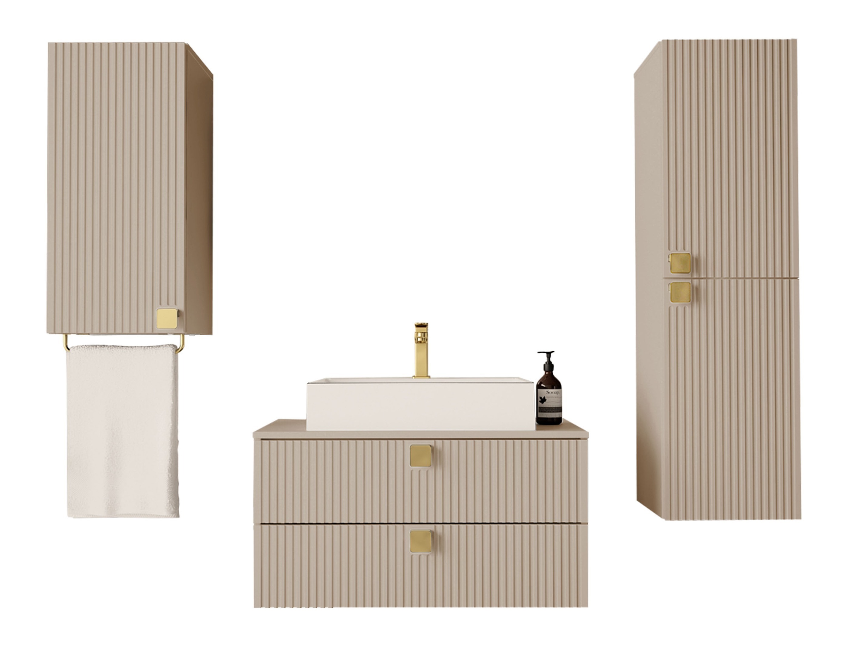 Conjunto de mueble de baño Panium II (De color marrón claro)
