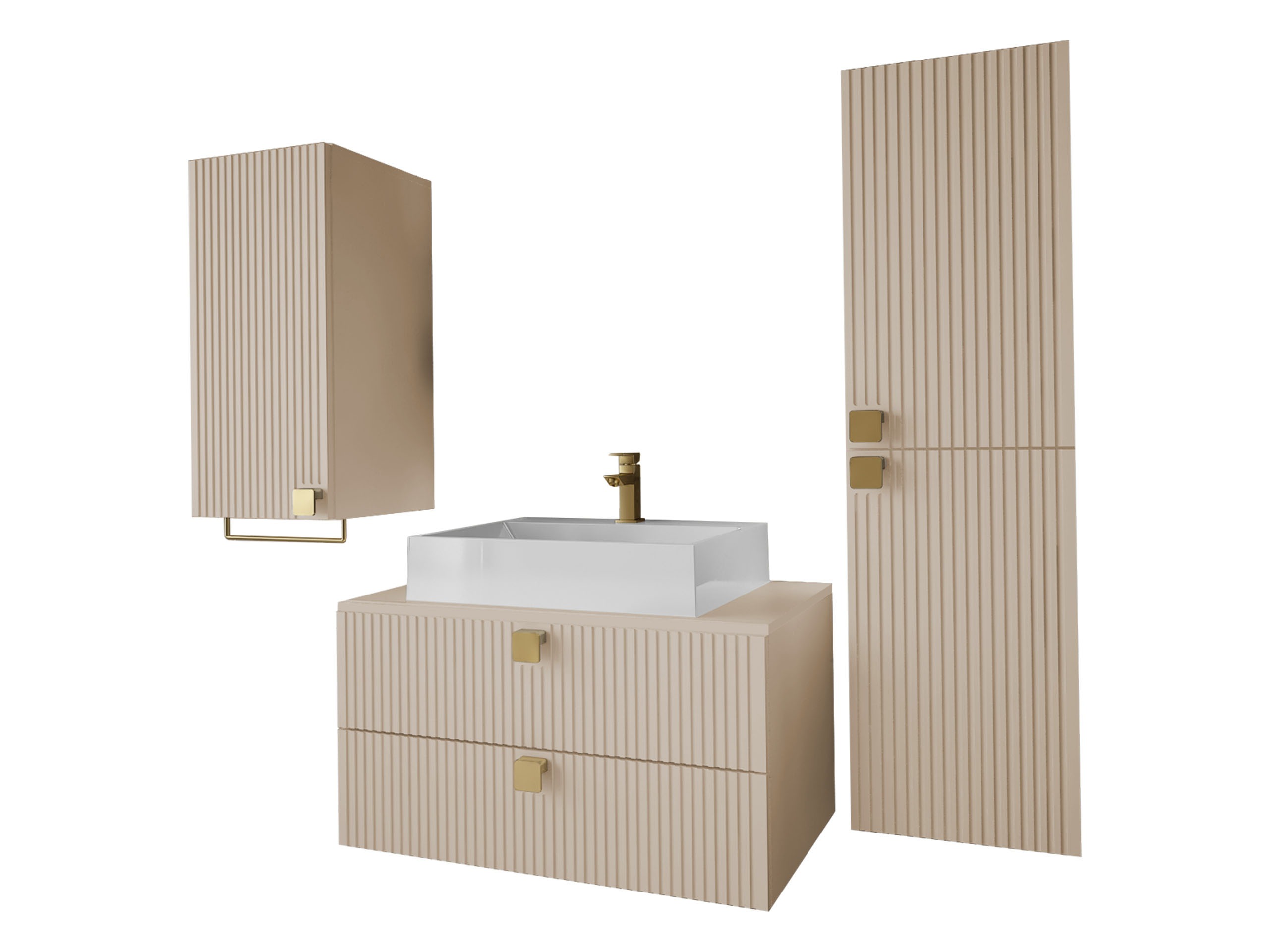 Conjunto de mueble de baño Panium II (De color marrón claro)
