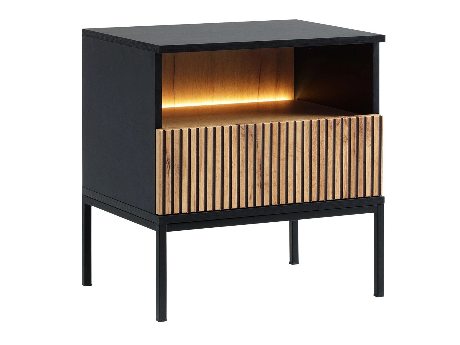 Mesilla de noche Soferi 110 (Negro + Roble wotan)