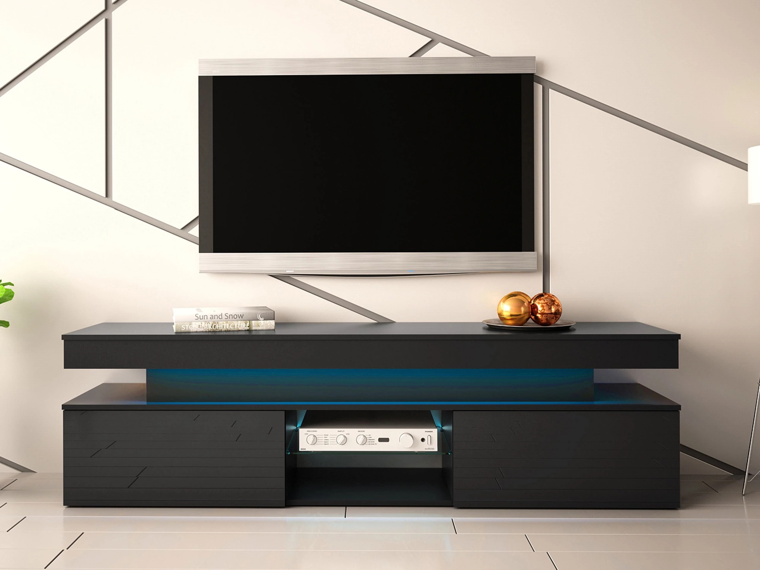 Mueble TV Monfero (Negro + Negro brillante)
