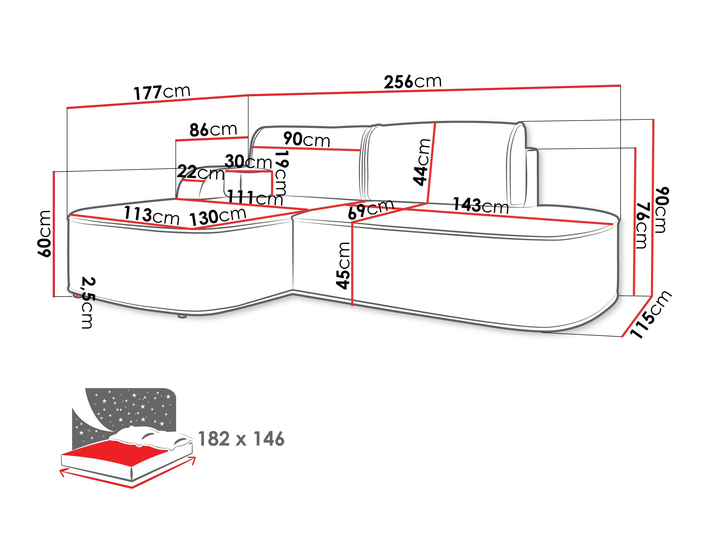Sofá rinconero Comfivo 464 (Coral 75)