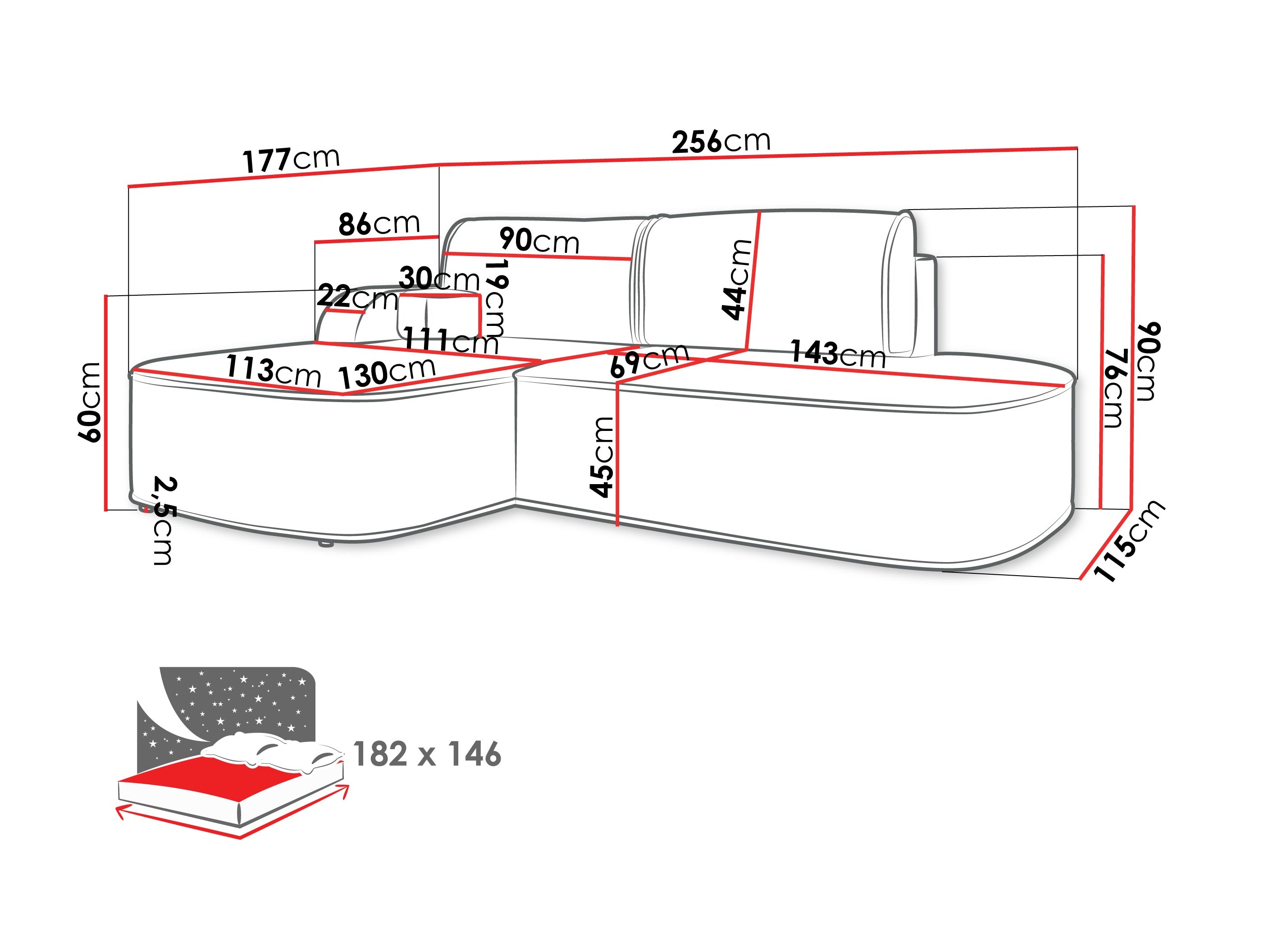 Sofá rinconero Comfivo Sensus (Coral 65)