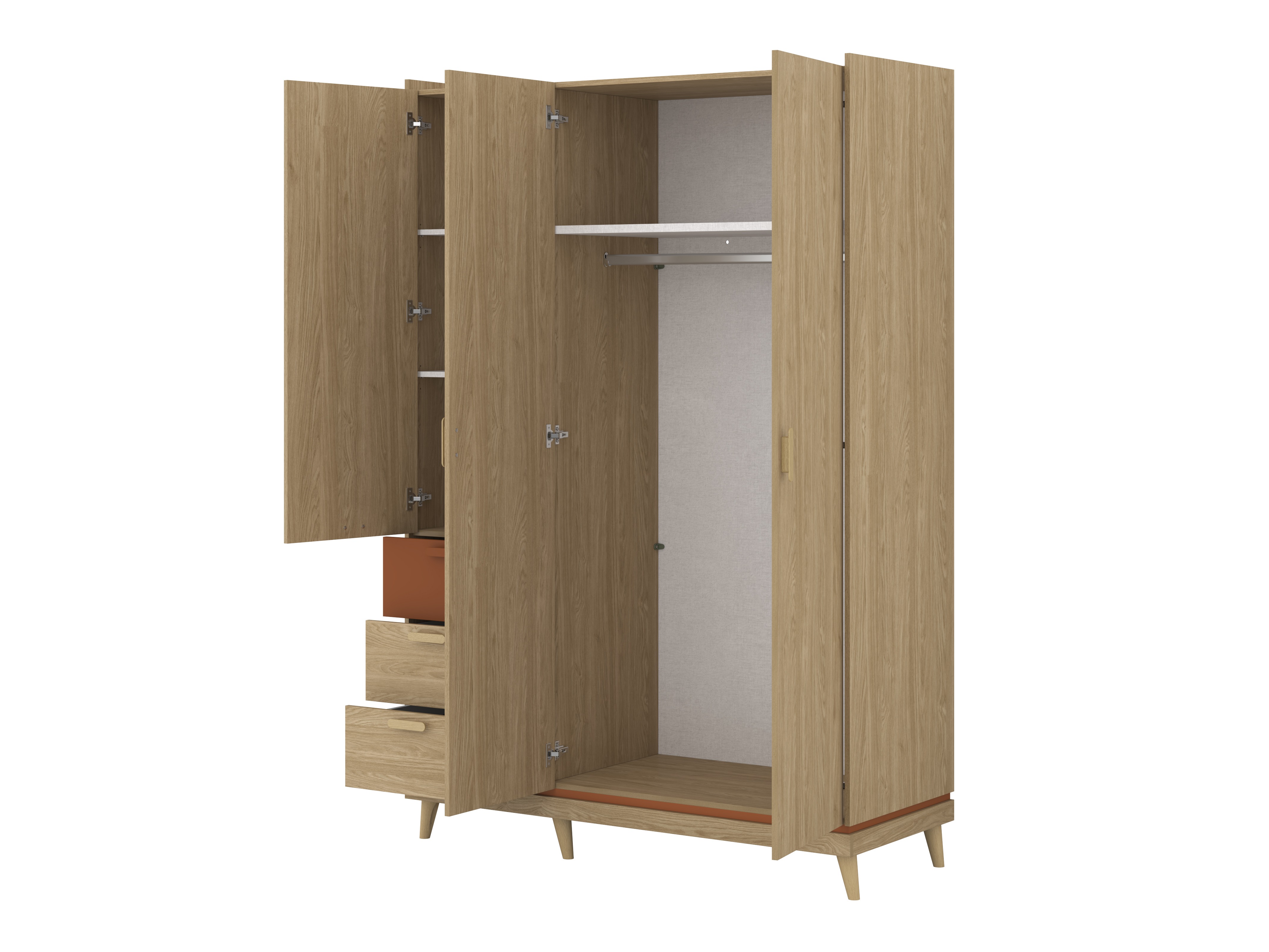 Armario Fertalu 100 (Roble + Naranja)