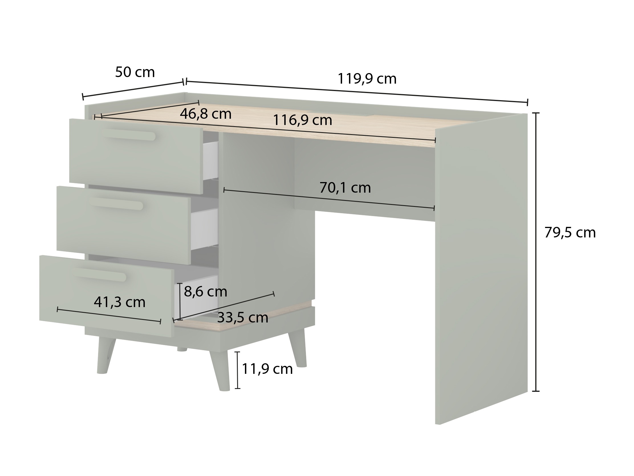 Mesa de oficina Fertalu 103 (Verde + Roble)