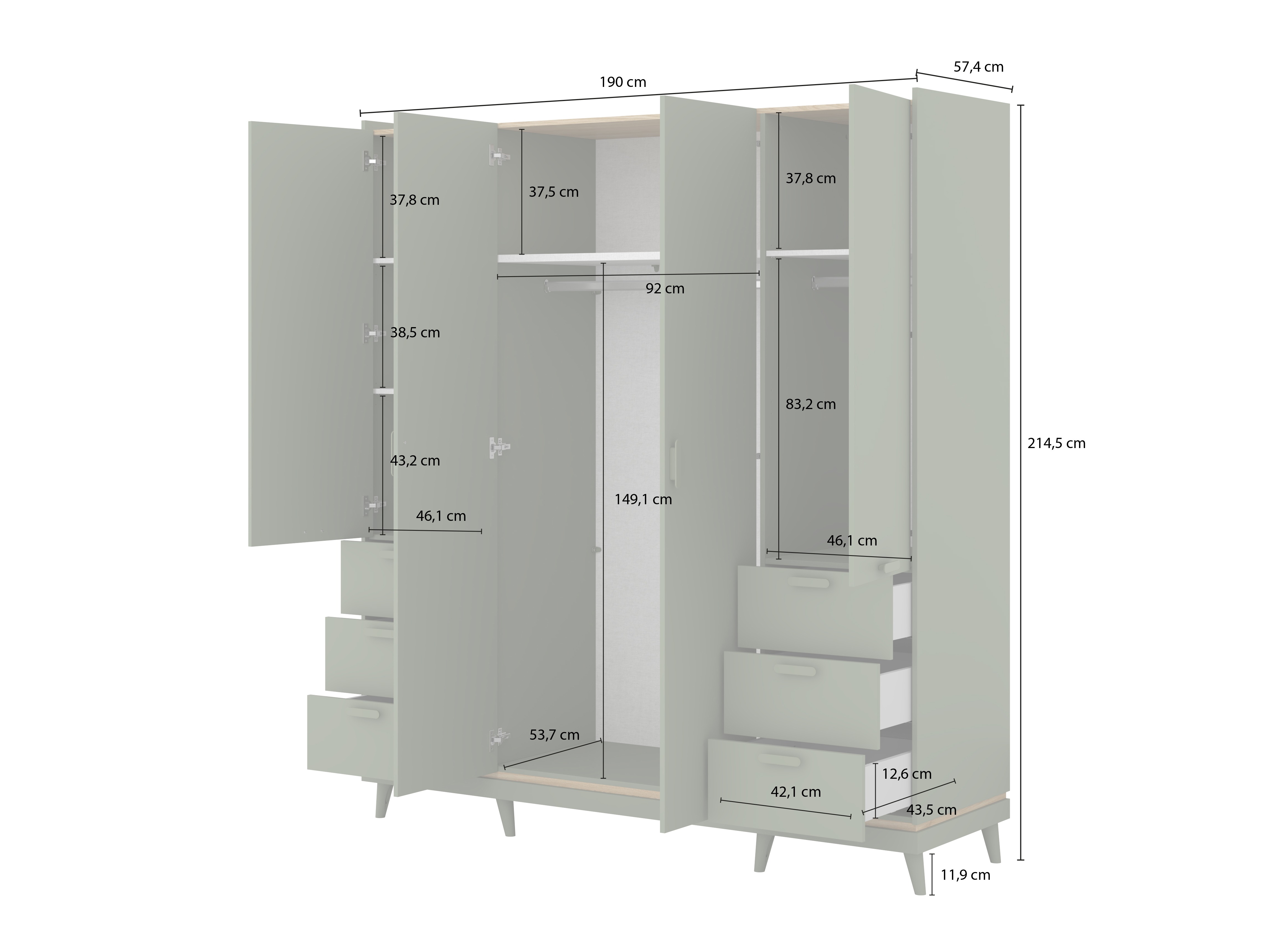 Armario Fertalu 101 (Verde + Roble)