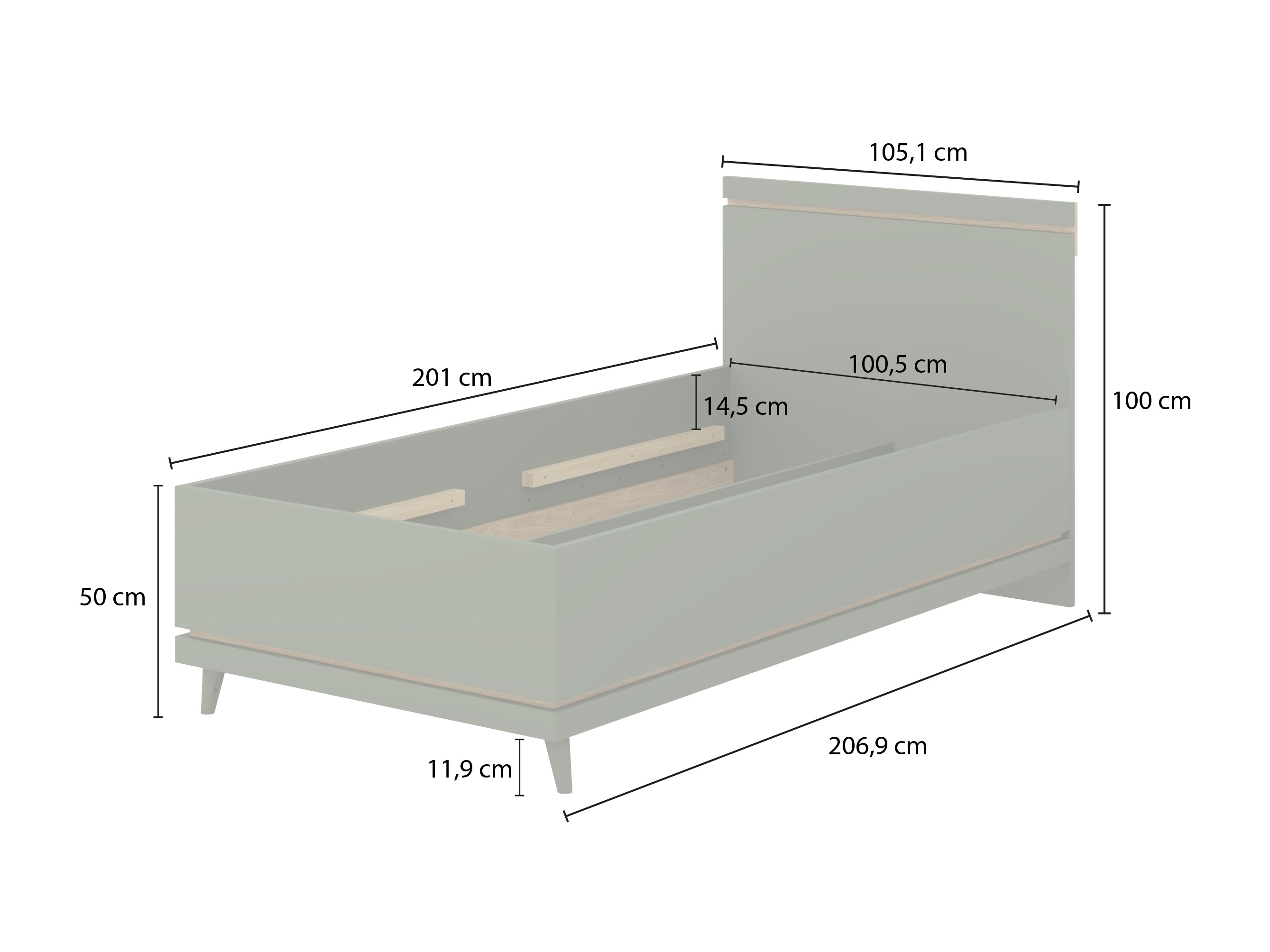 Cama Fertalu 107 (Verde + Roble)