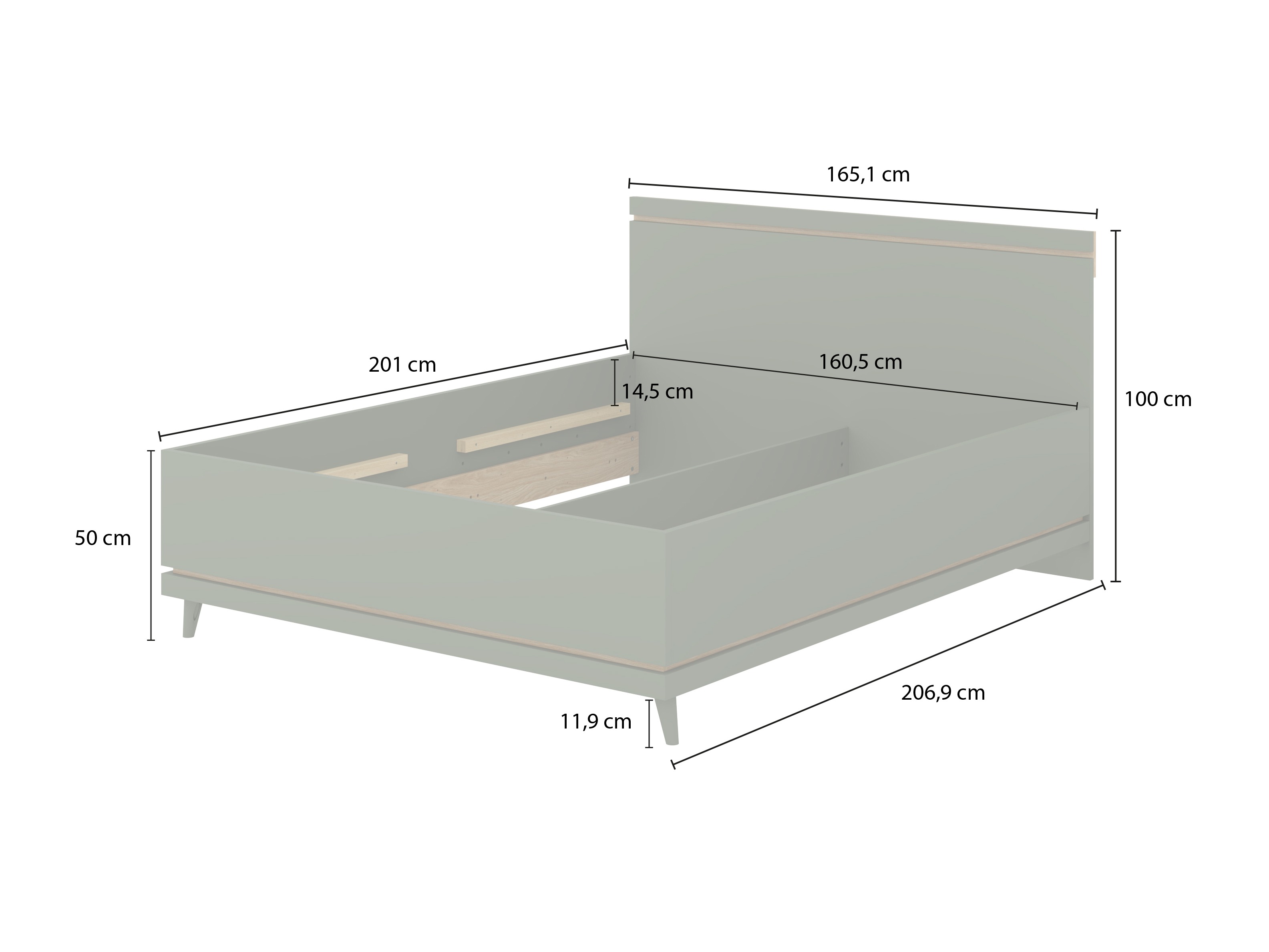 Cama Fertalu 107 (Verde + Roble)