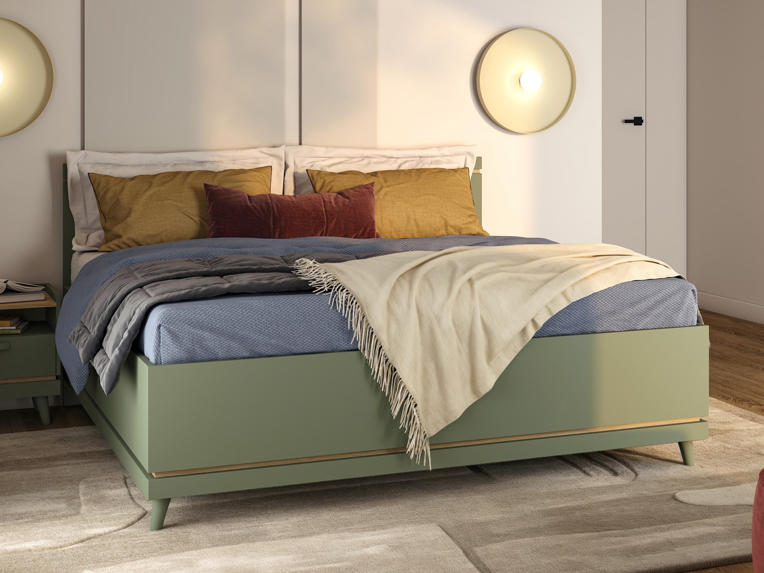 Cama Fertalu 107 (Verde + Roble)