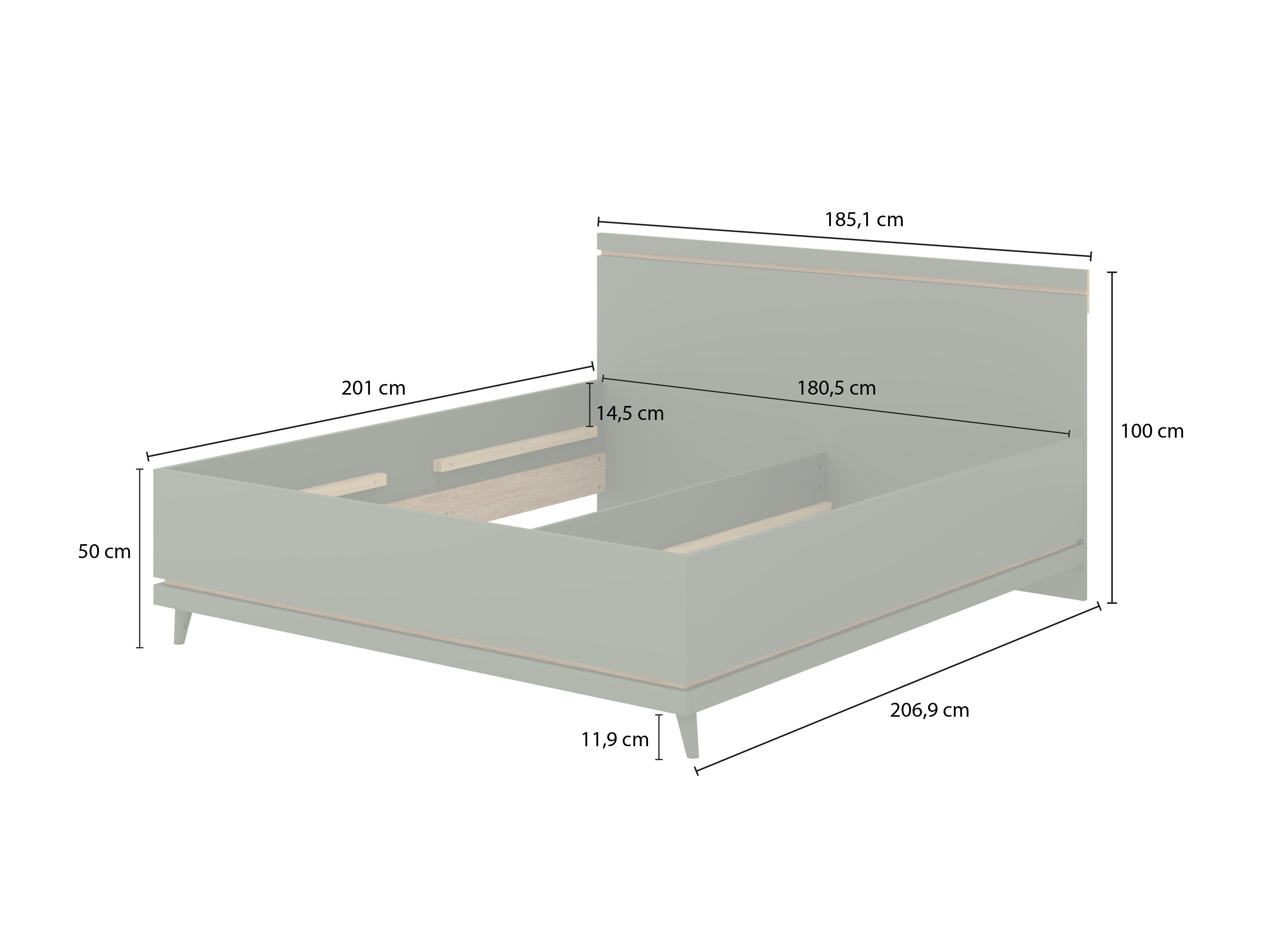 Cama Fertalu 107 (Verde + Roble)