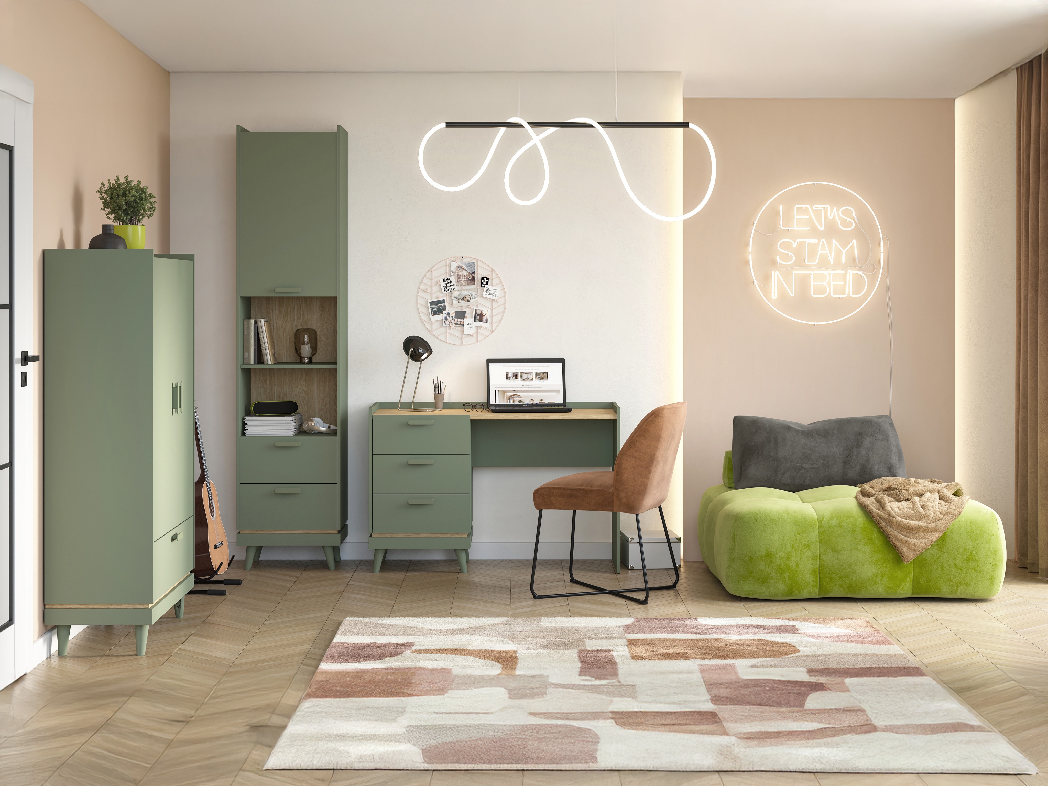 Estantería Fertalu 105 (Verde + Roble)