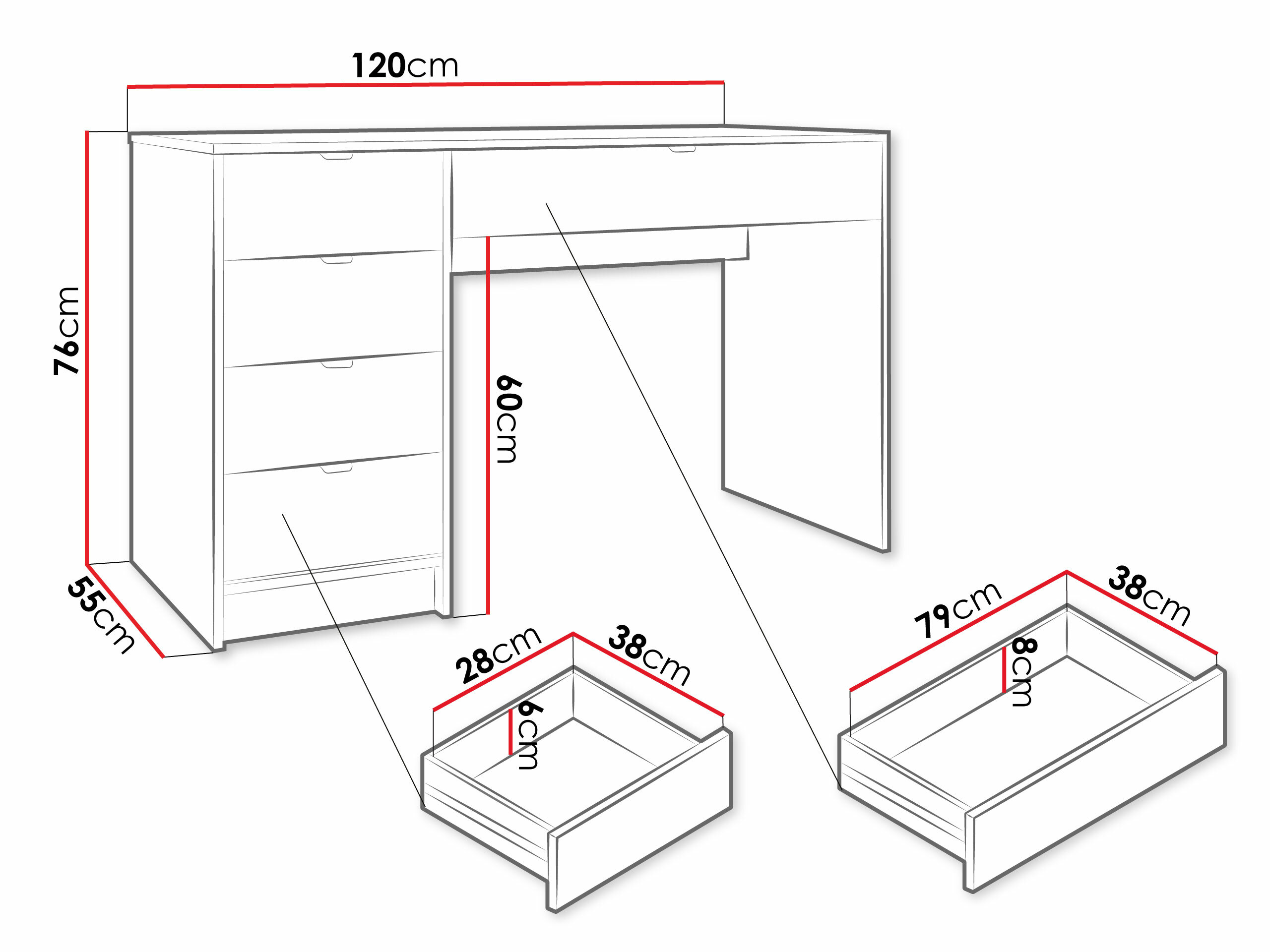 Mesa de oficina Comfivo Papilio (Blanco)