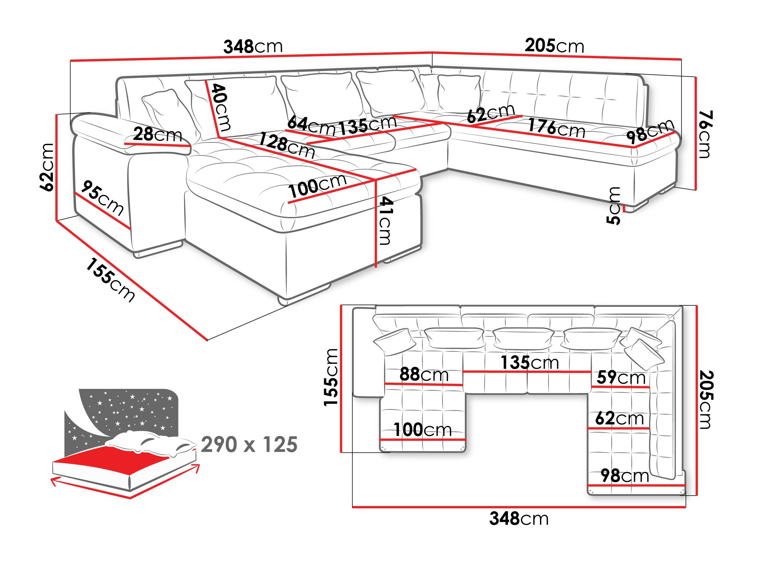 Sofá rinconero Comfivo 170 (Maya 09 + Corbett 78)