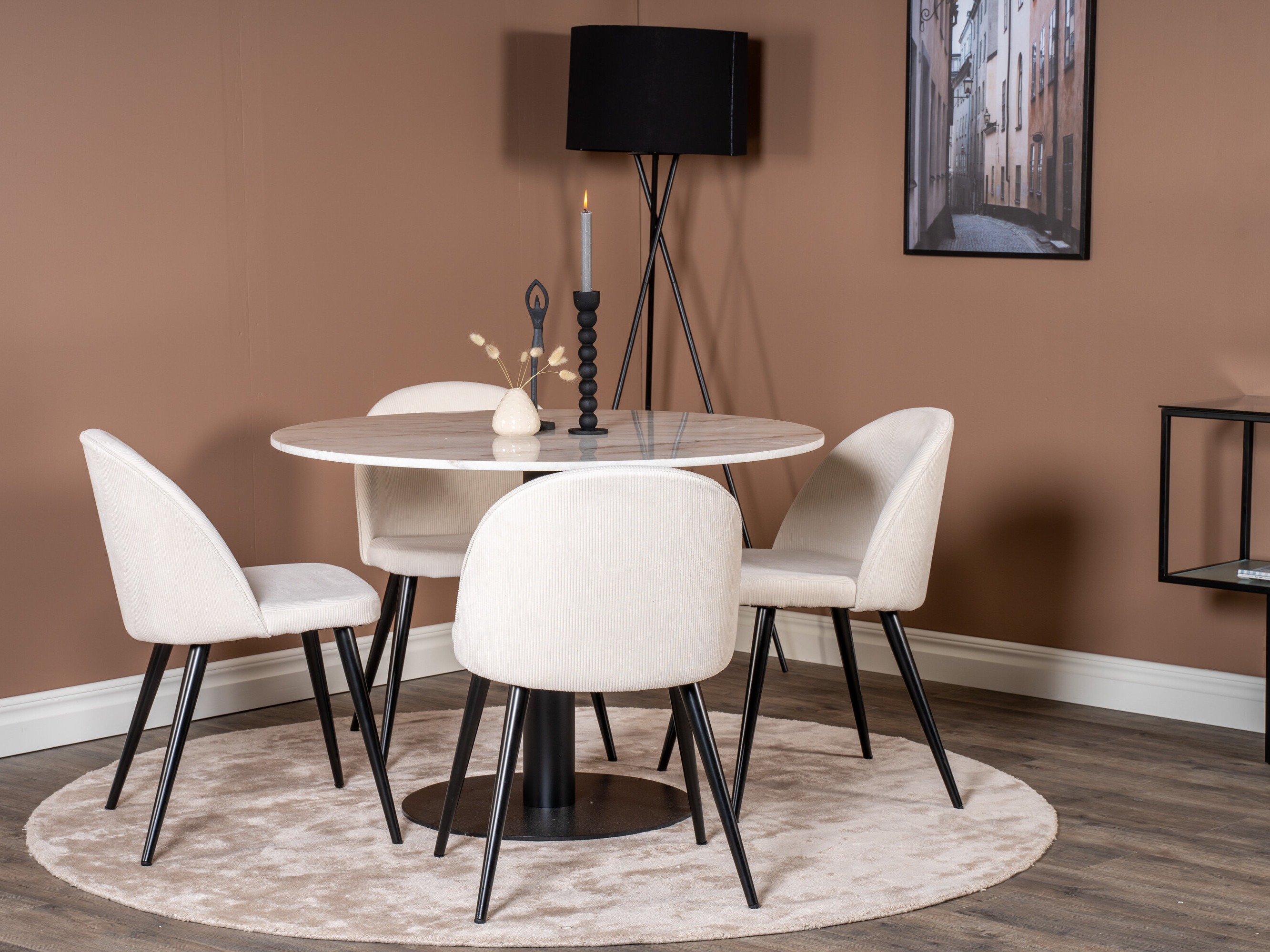 Conjunto de mesas y sillas para comedor Dallas 1297 (Beige + Negro)