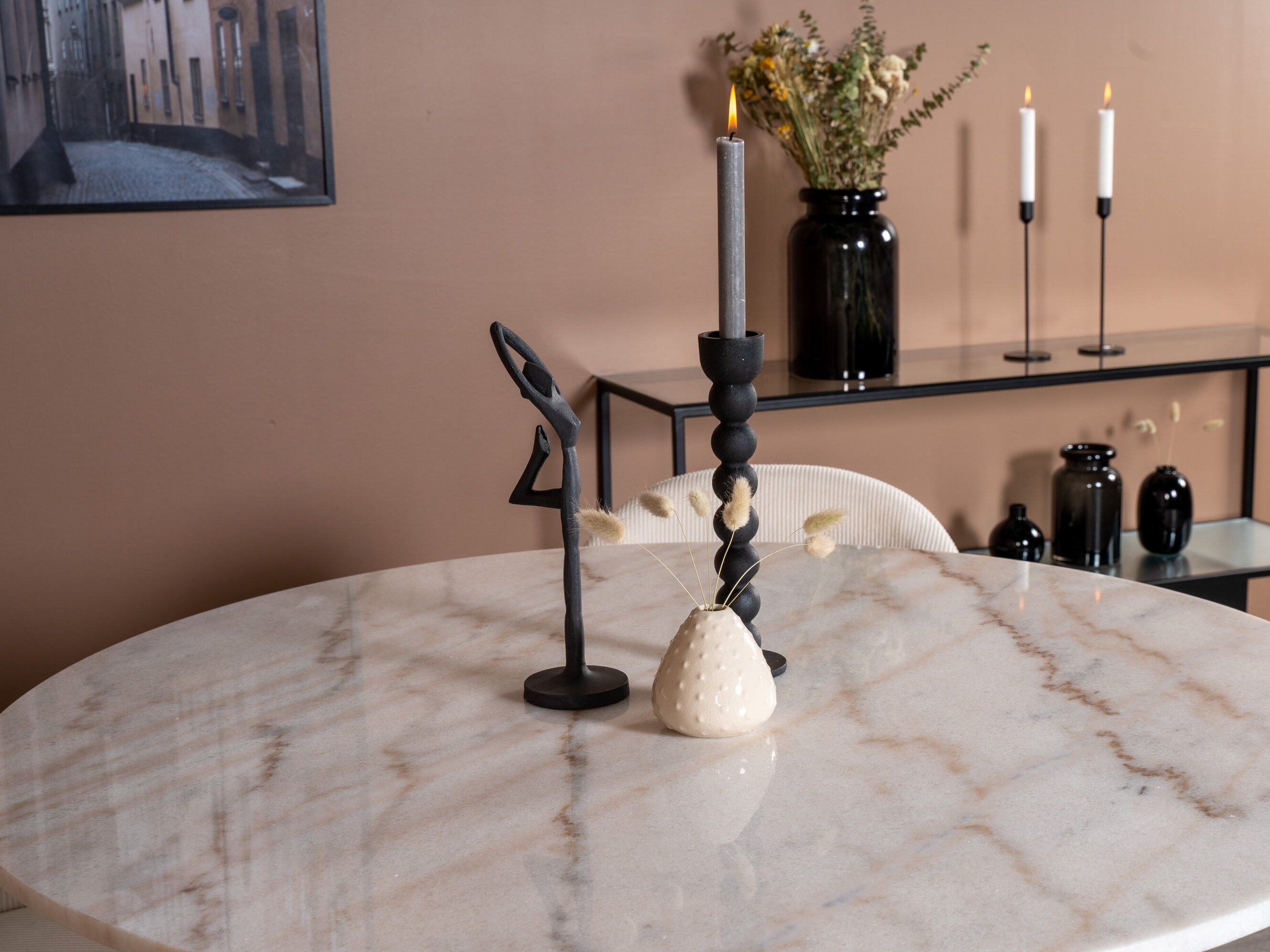 Conjunto de mesas y sillas para comedor Dallas 1297 (Beige + Negro)