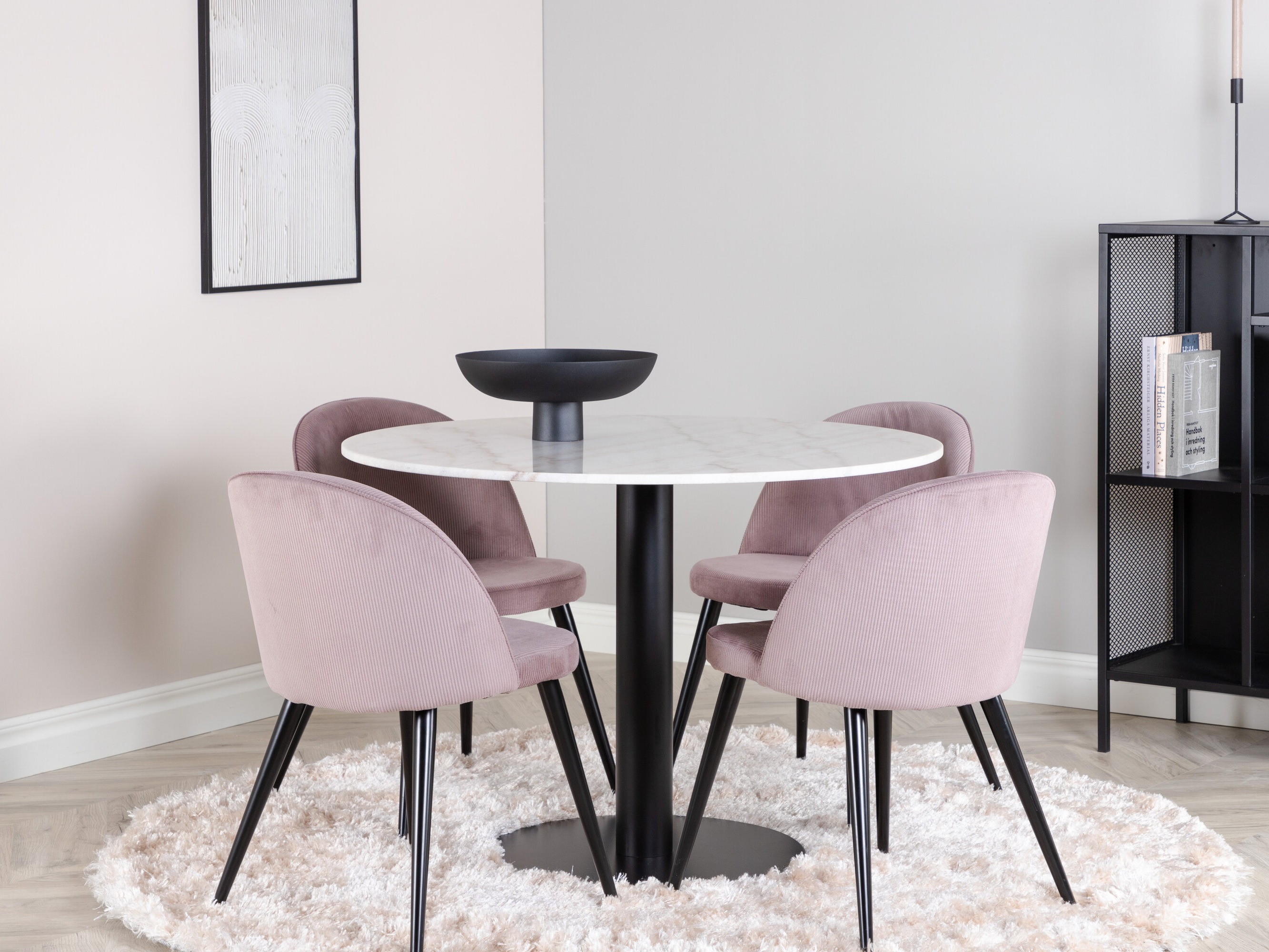 Conjunto de mesas y sillas para comedor Dallas 1297 (Rosa + Negro)