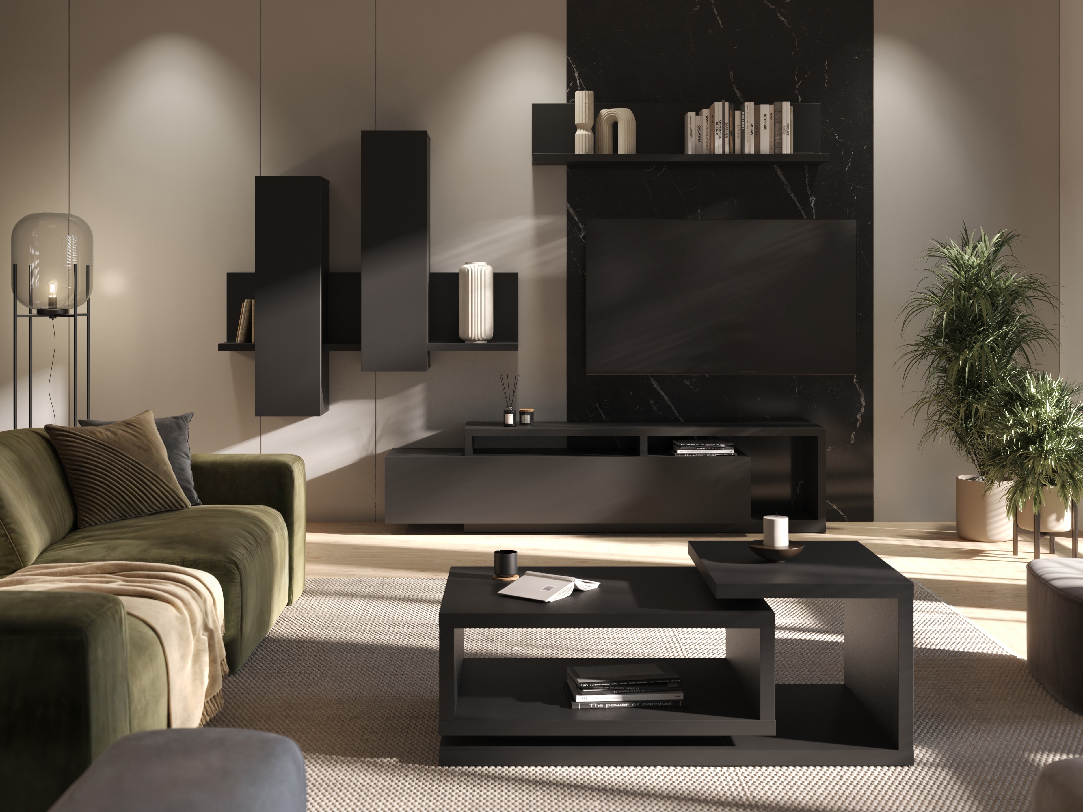 Armario de pared Lutiva 101 (Negro mate)