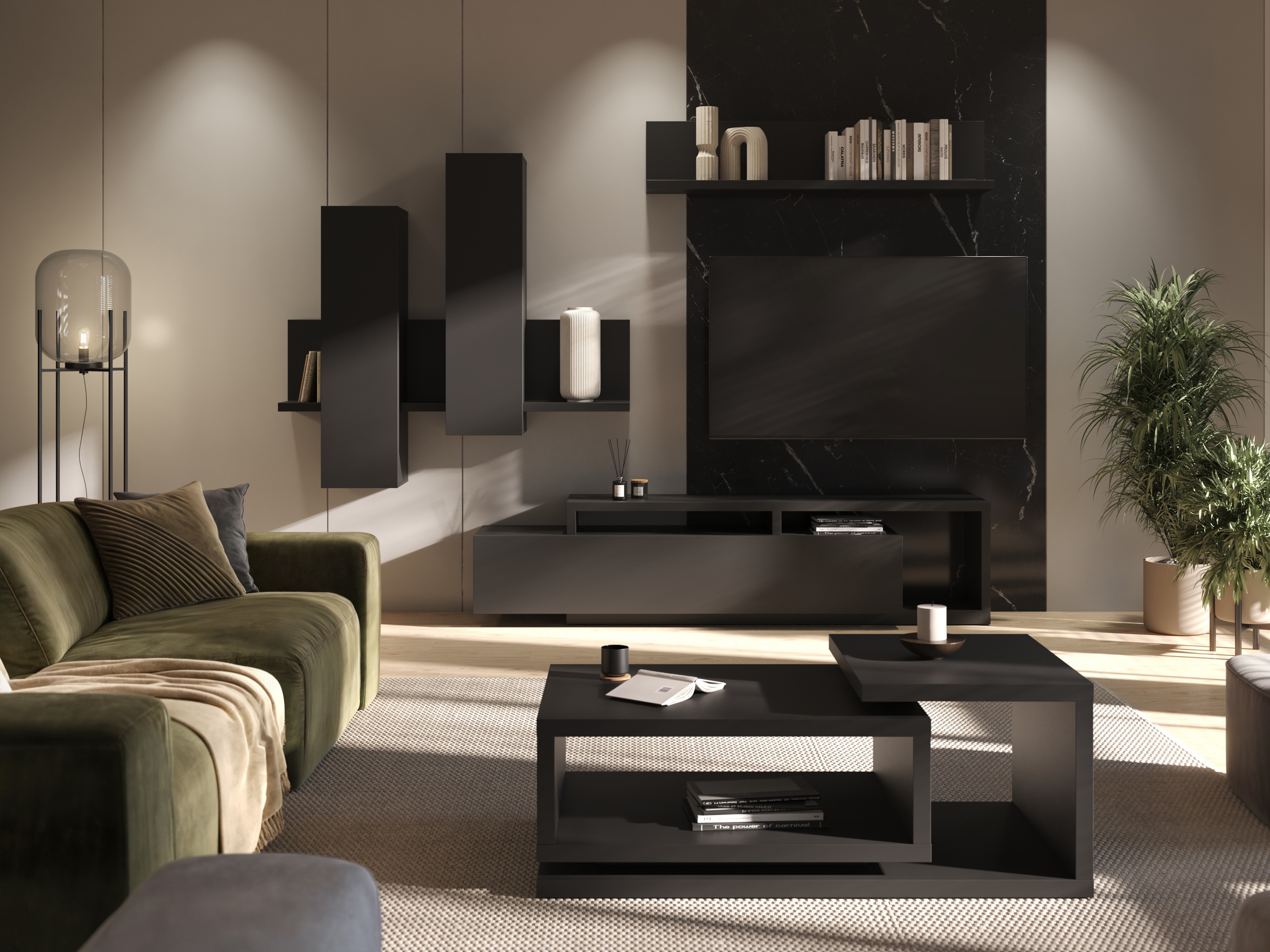 Mueble TV Lutiva 103 (Negro mate)