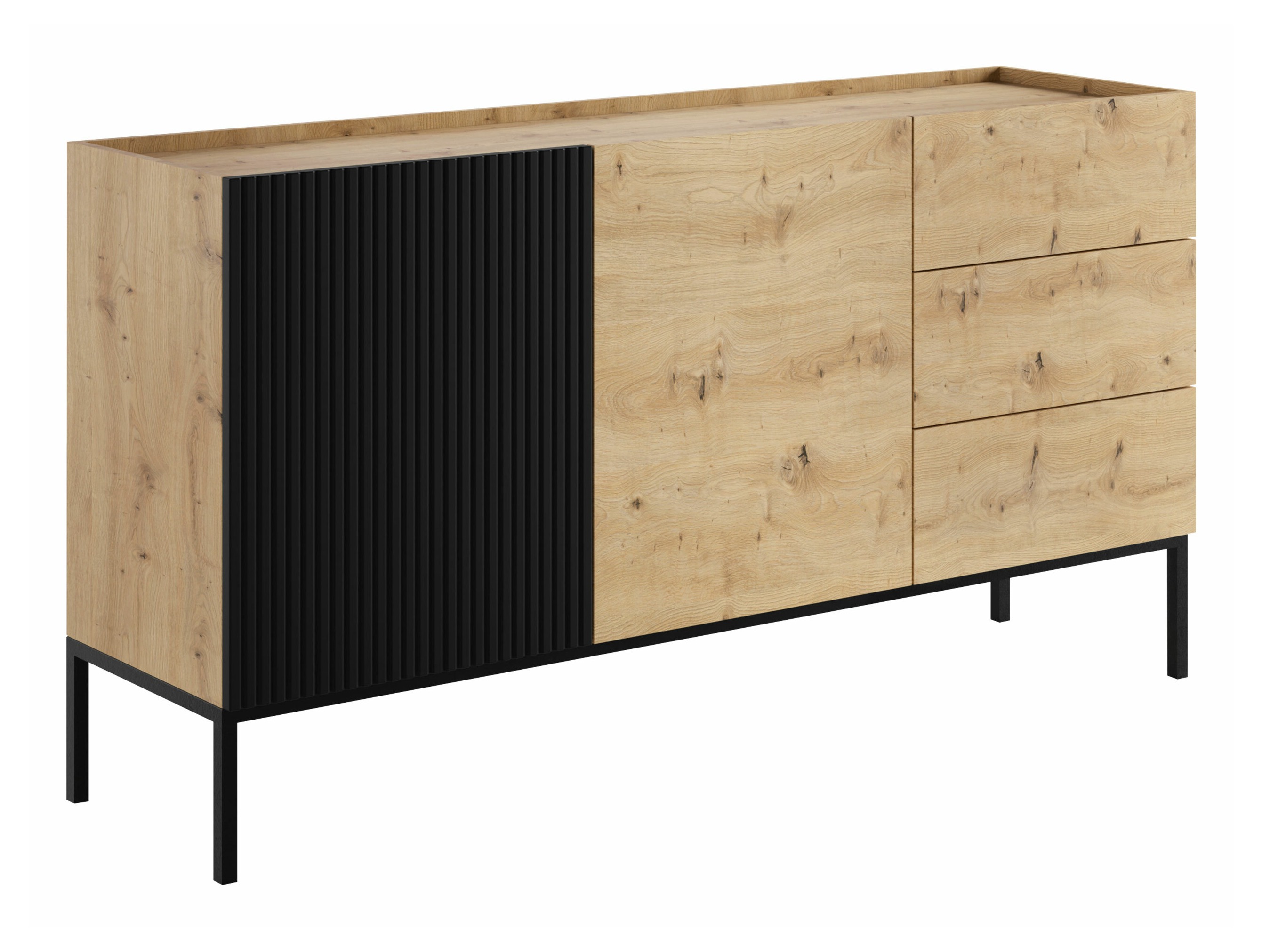 Cómoda Lunole 114 (Roble Artisan + Negro)