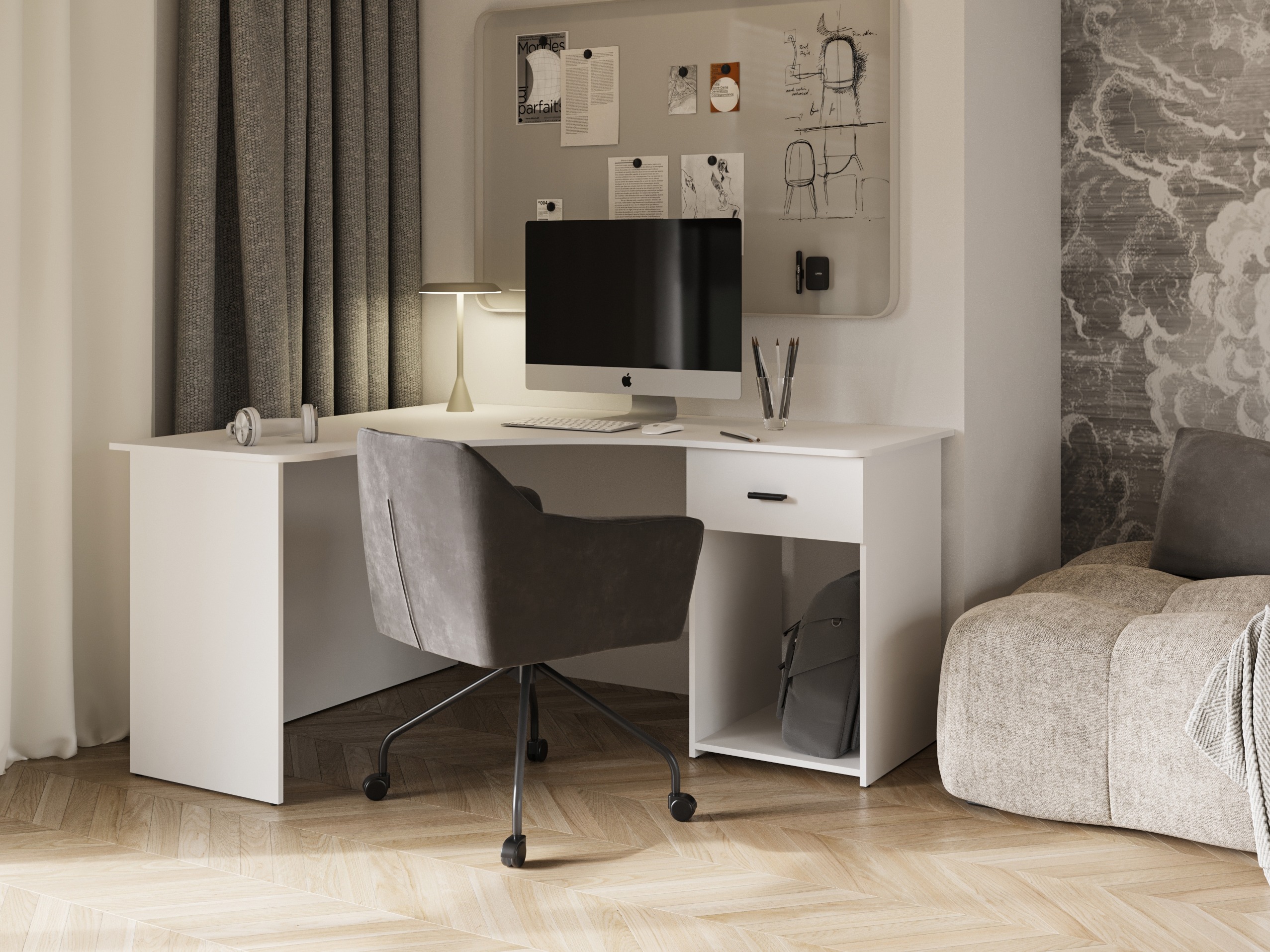 Mesa de ordenador esquinera Austin 303 (Blanco)