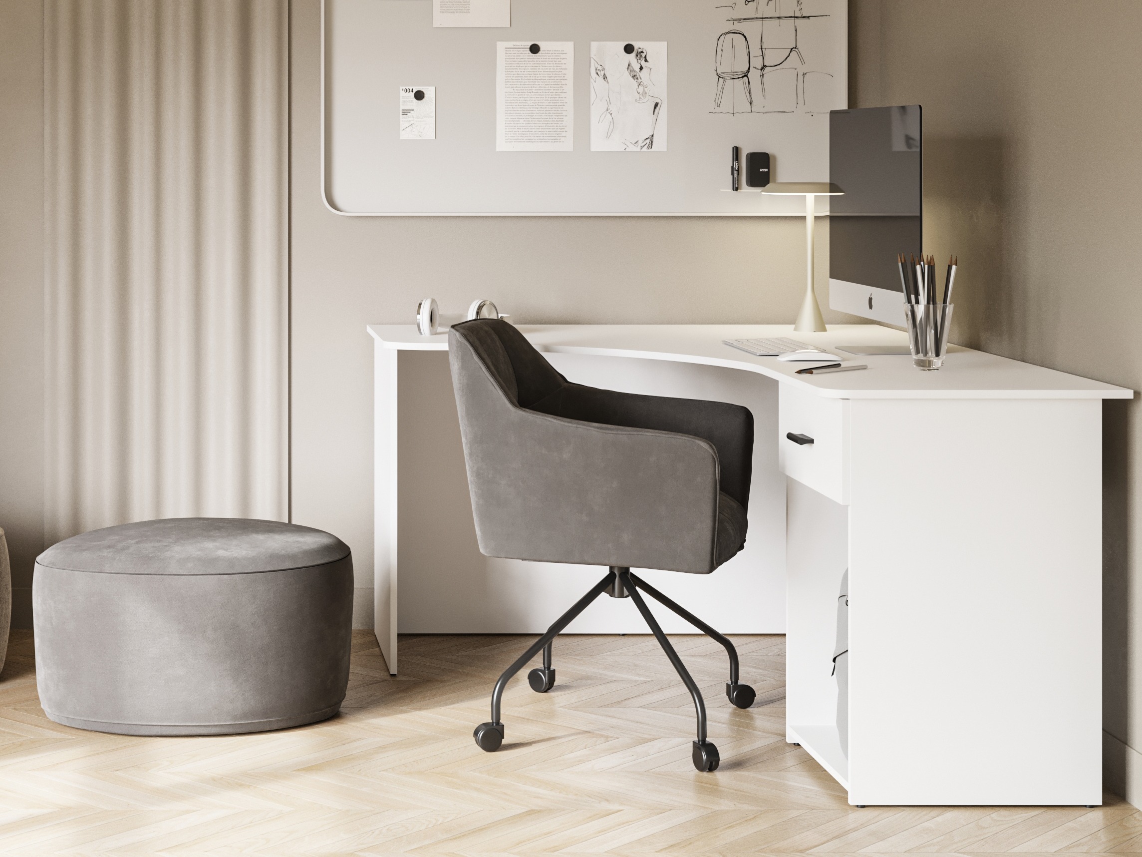 Mesa de ordenador esquinera Austin 303 (Blanco)