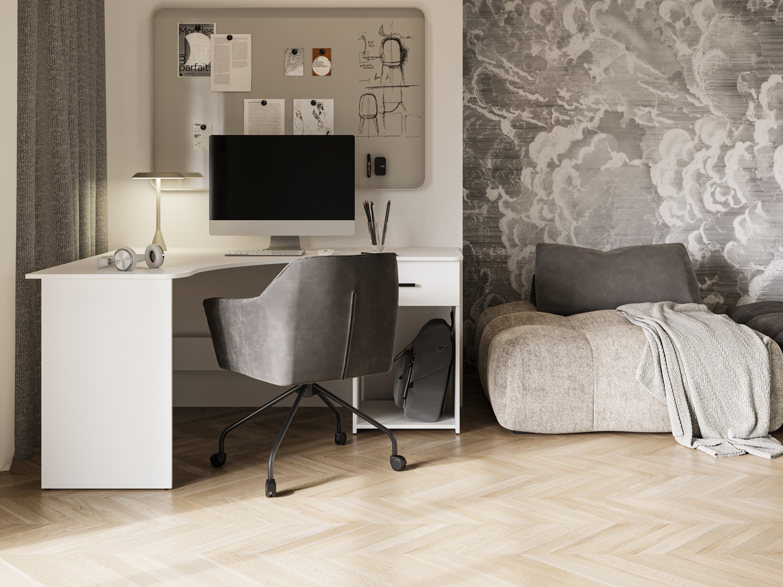 Mesa de ordenador esquinera Austin 303 (Blanco)