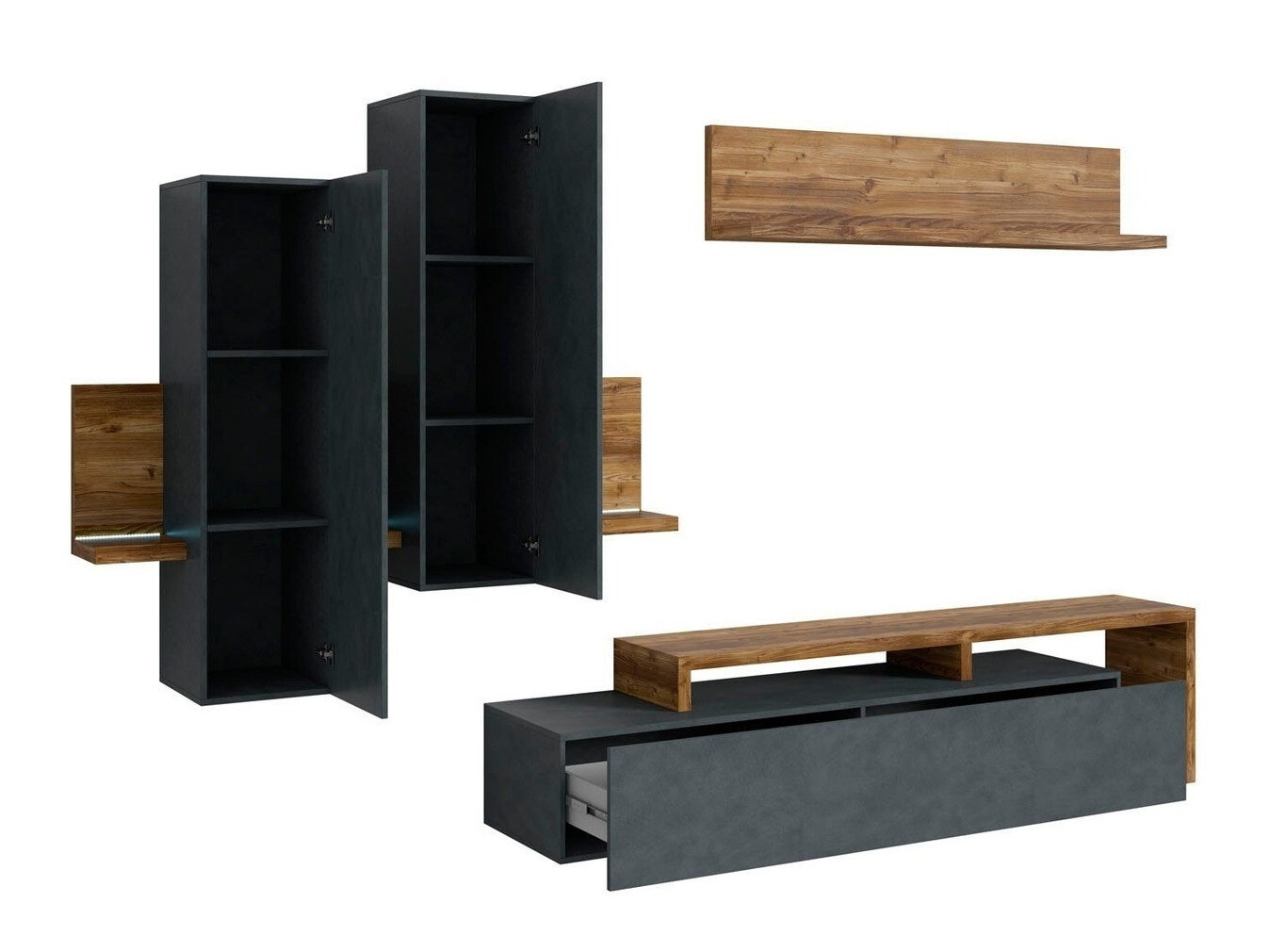 Conjunto de salón Lutiva 100 (Madera gris + Abeto oscuro)