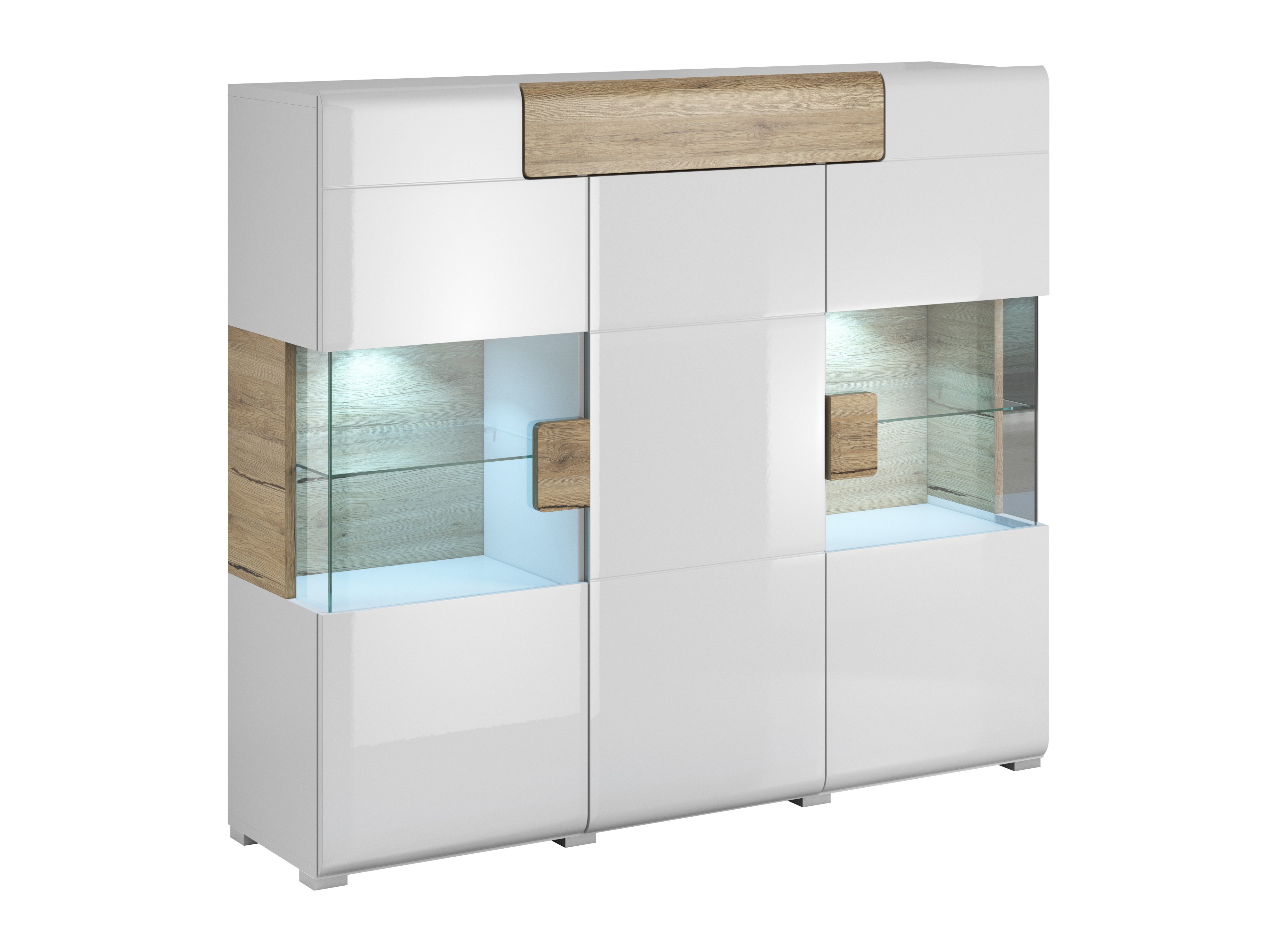 Aparador Torsone 100 (Blanco + Blanco brillante + Roble sanremo)