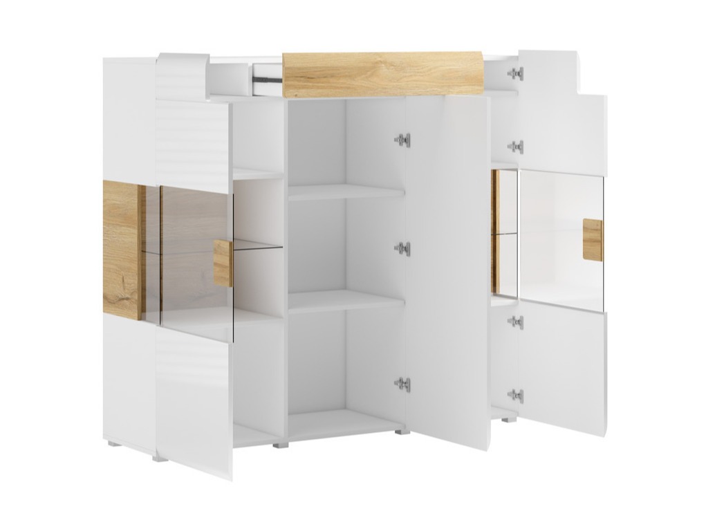 Aparador Torsone 100 (Blanco + Blanco brillante + Roble sanremo)