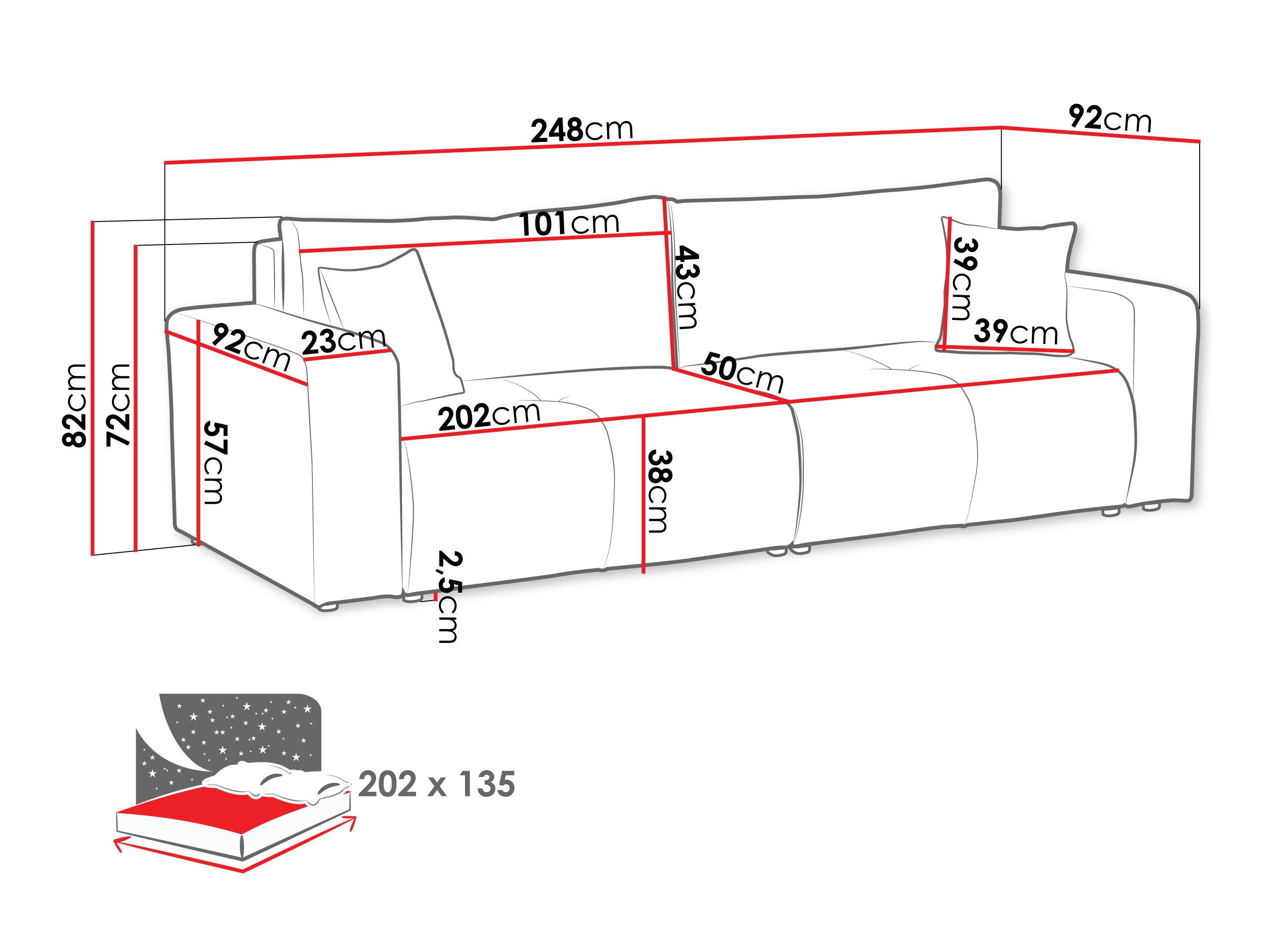 Sofá cama Comfivo 424 (Coral 75)