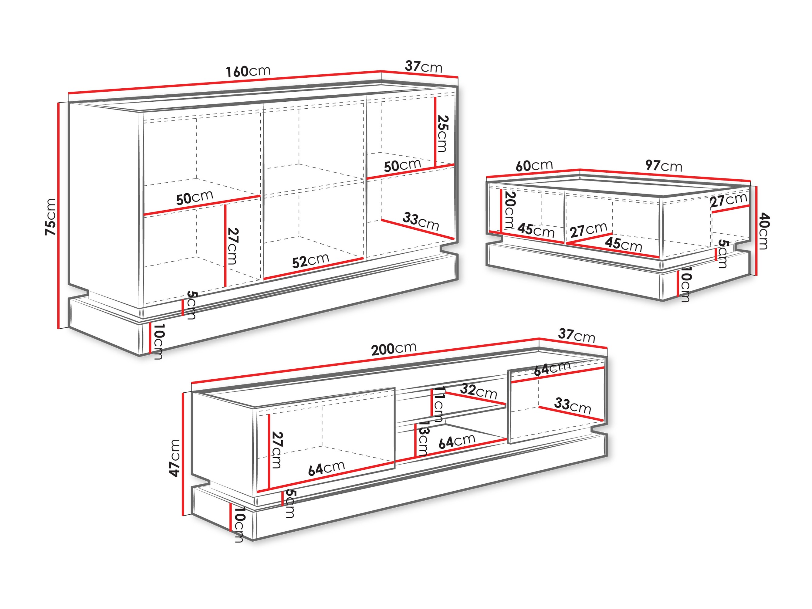 Conjunto de salón Comfivo Tilia (Negro + Roble)