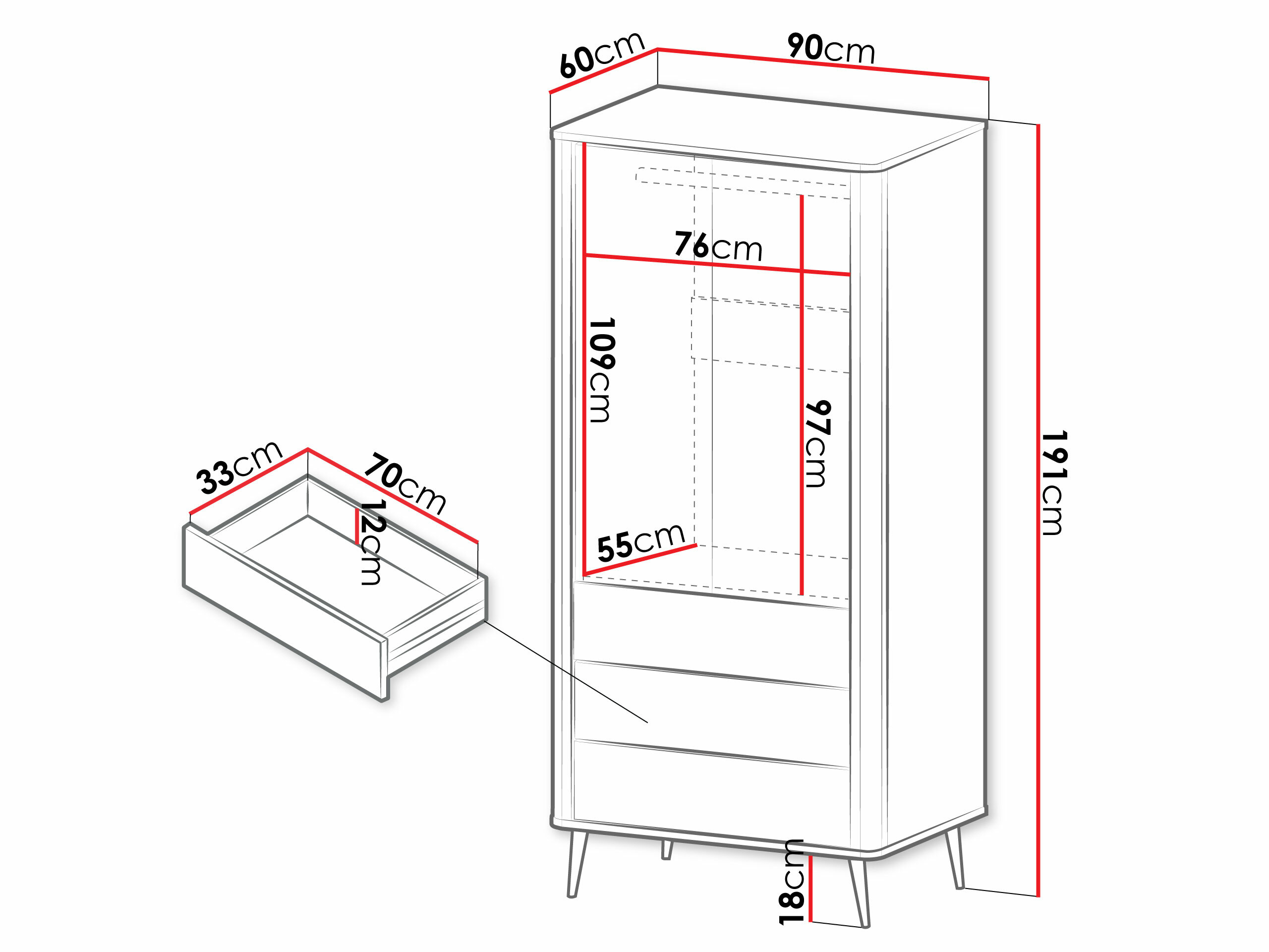 Armario Lufela 100 (Cachemira + Mármol gris)