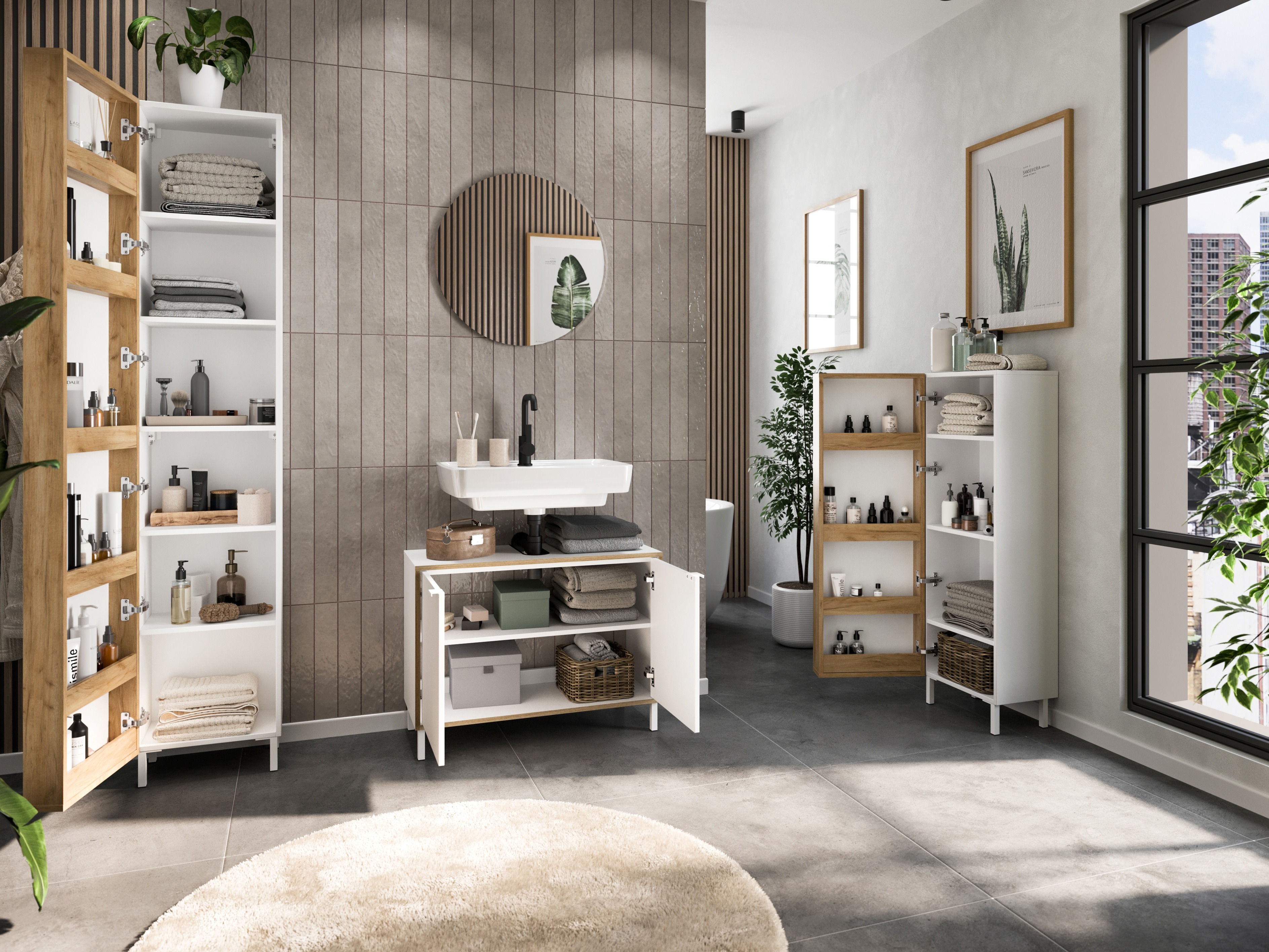 Armario de baño de pie para lavabo Fenetro 100