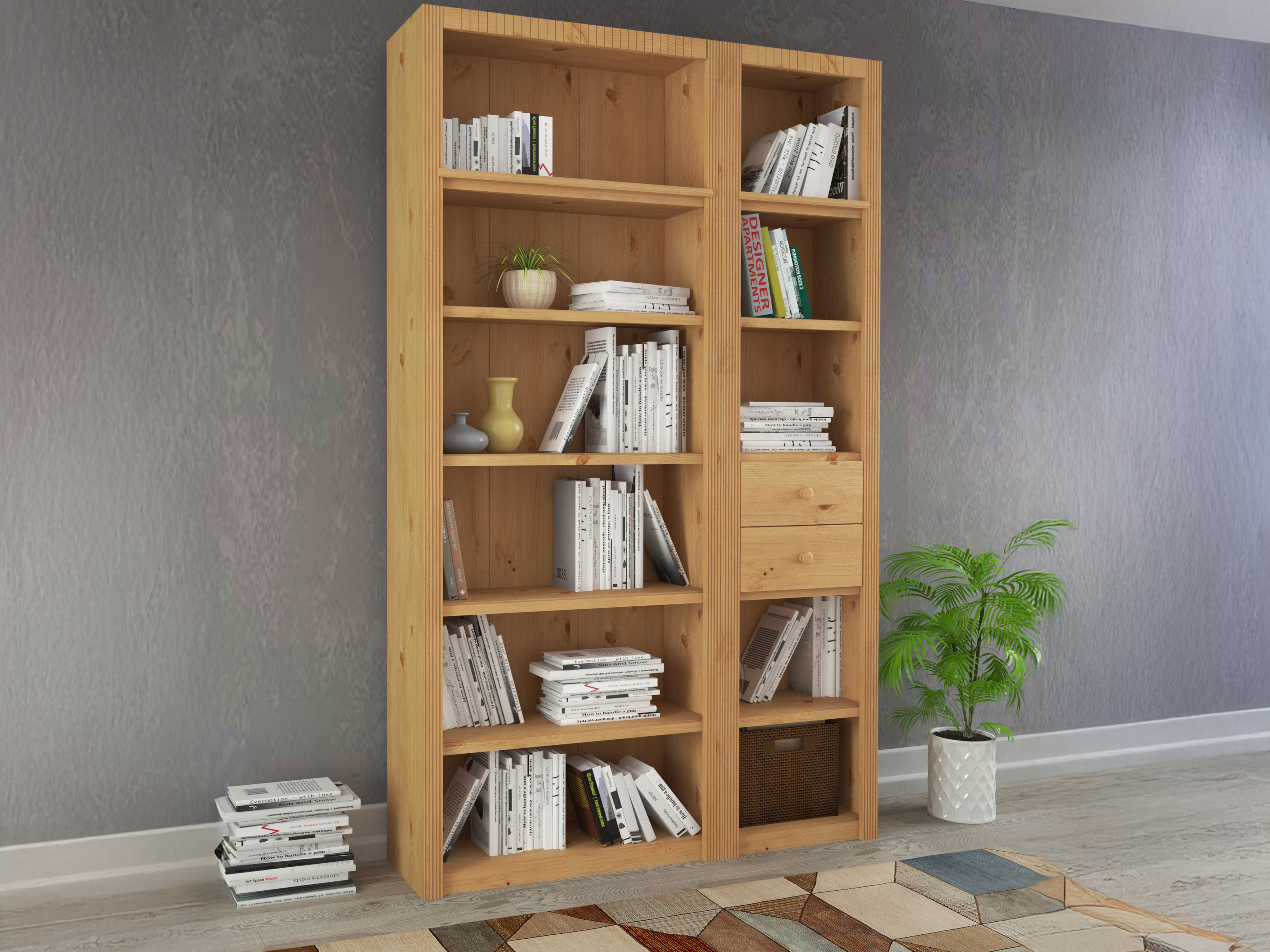 Conjunto de estantería Orlmara 105 (Pino)