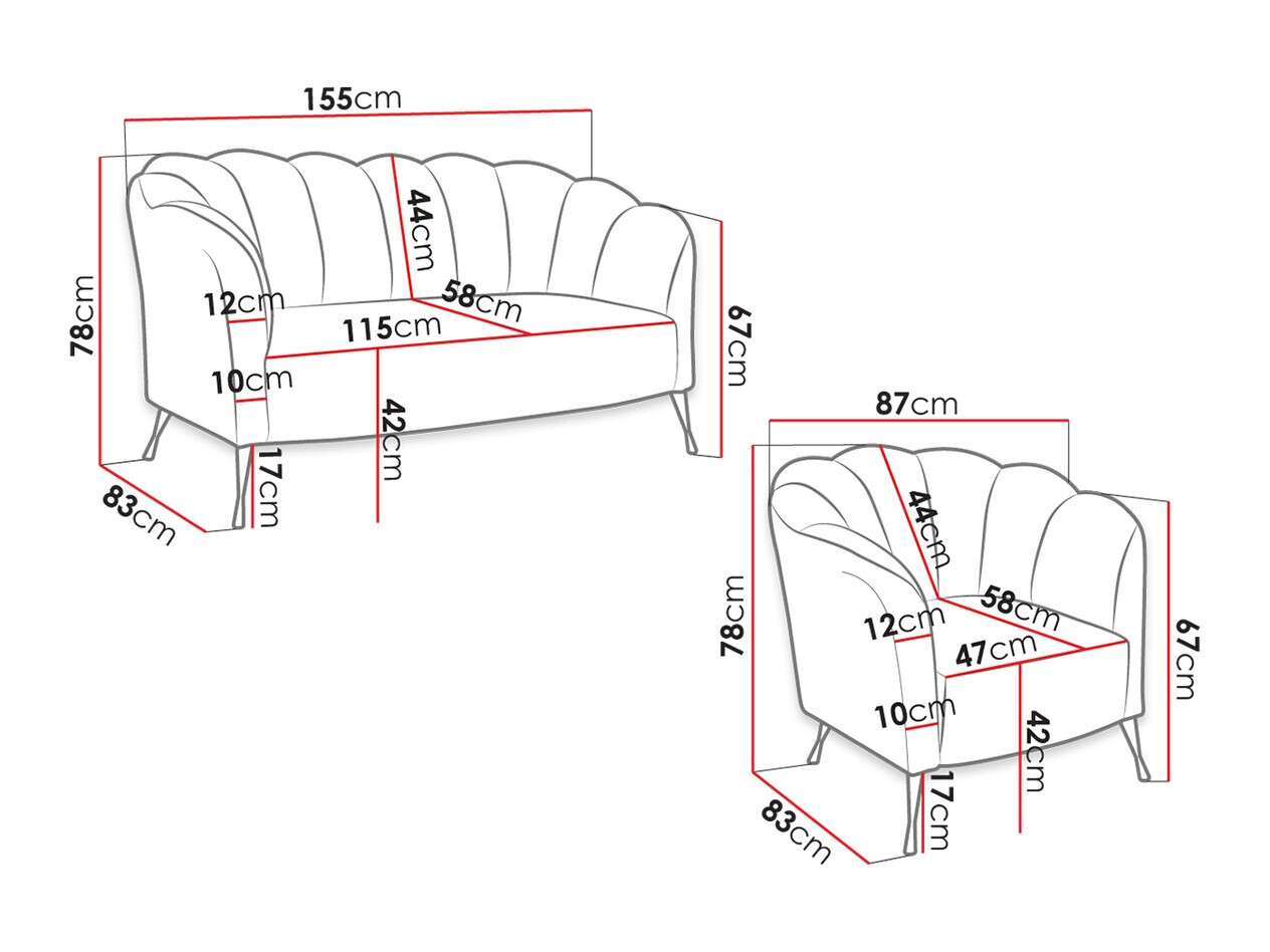 Conjunto de muebles tapizado Providence 152 (Eureka 2121)
