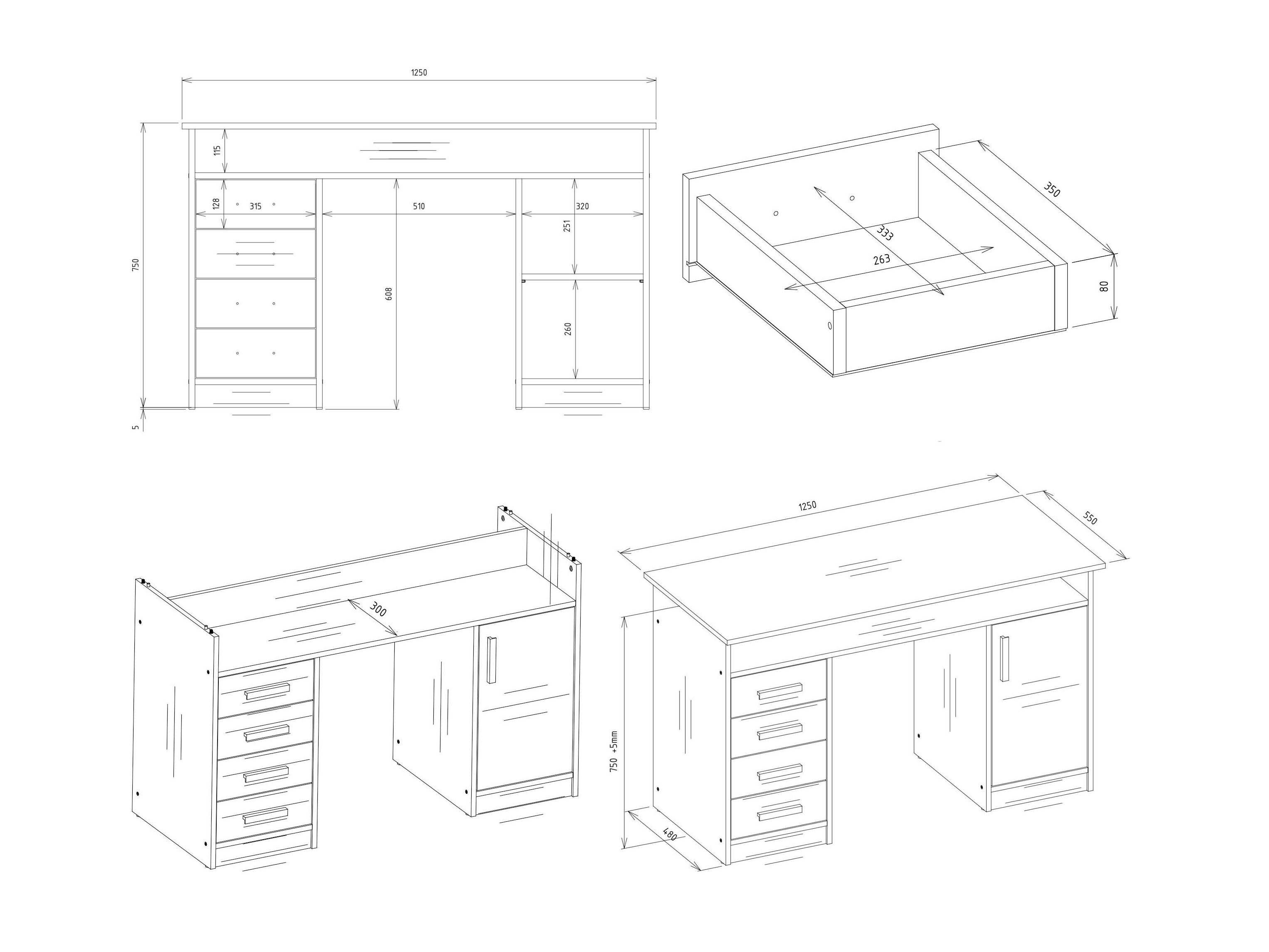 Mesa de oficina Mandeville 329 (Blanco)