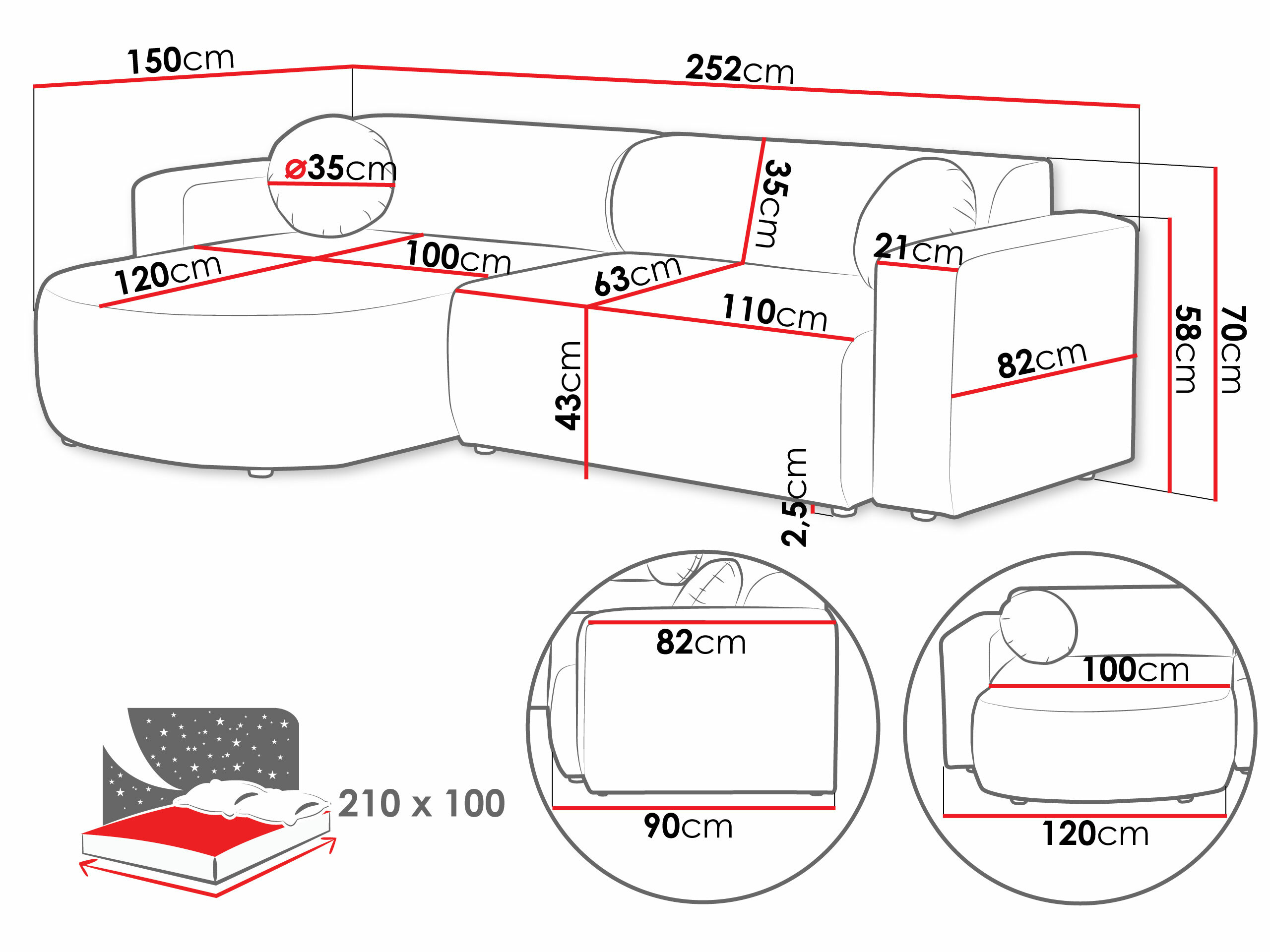 Sofá rinconero Comfivo Pullus (Velo 621)