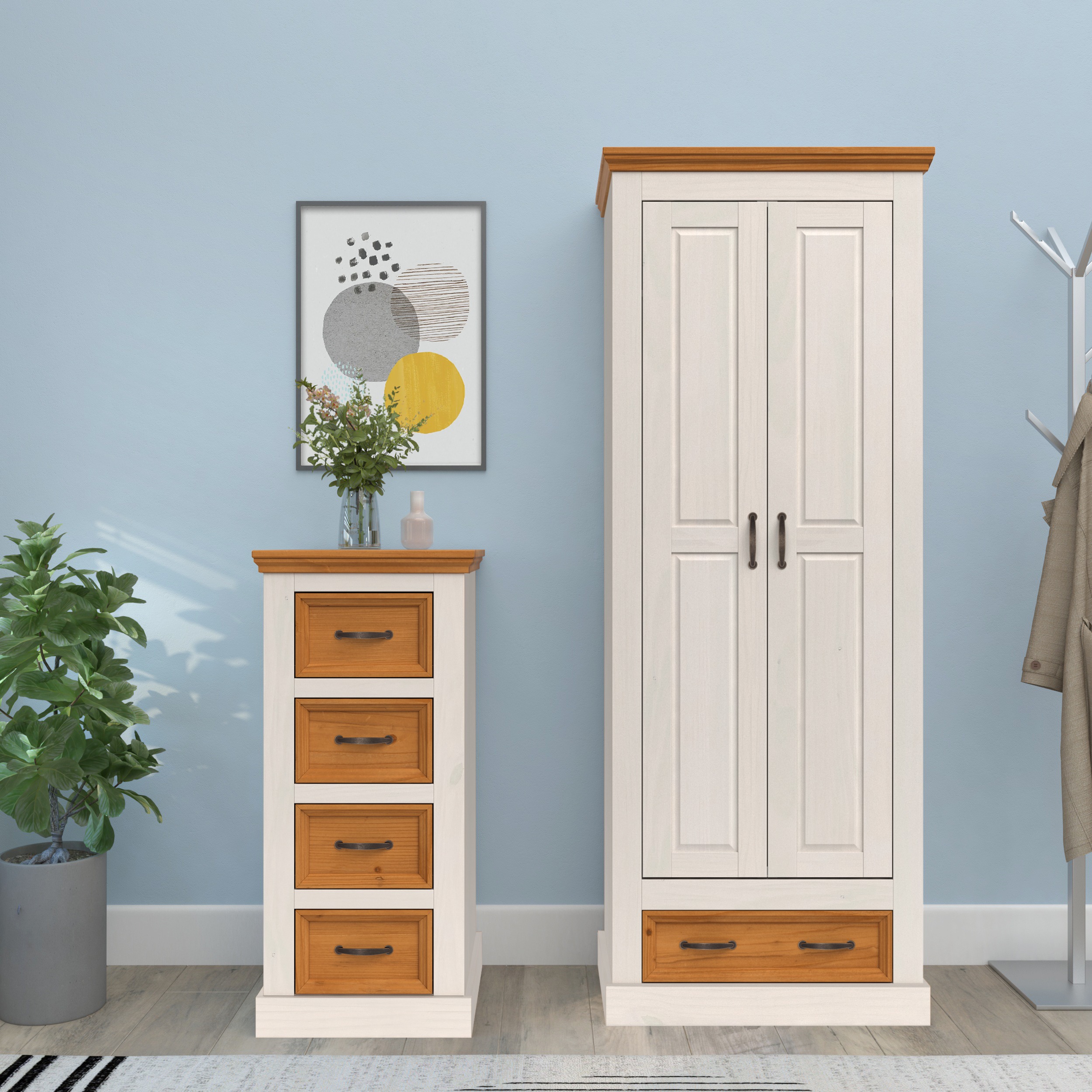 Cómoda Tolelio 126 (Blanco + Pino)