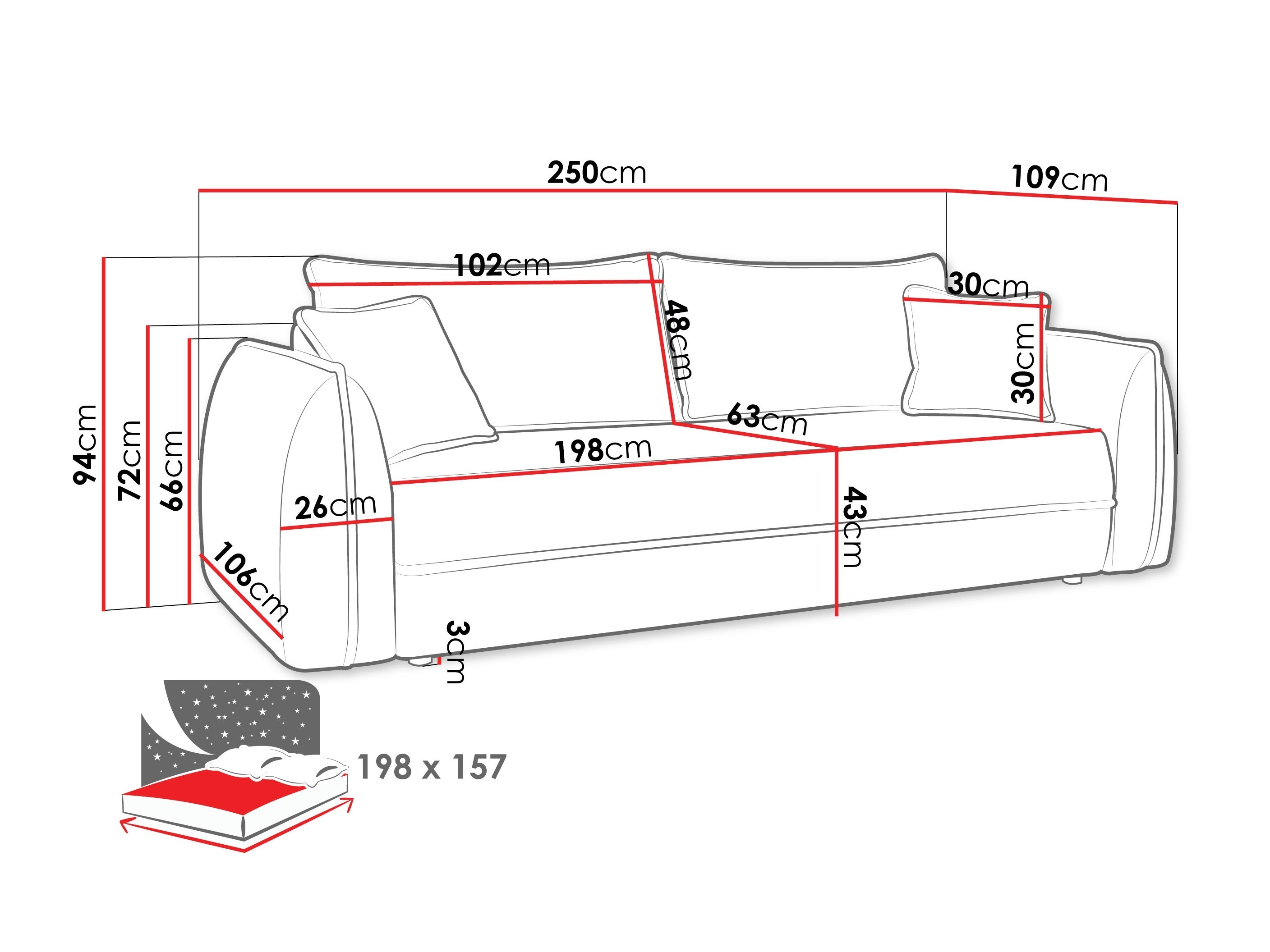 Sofá cama Kingman 100 (Lima 16)