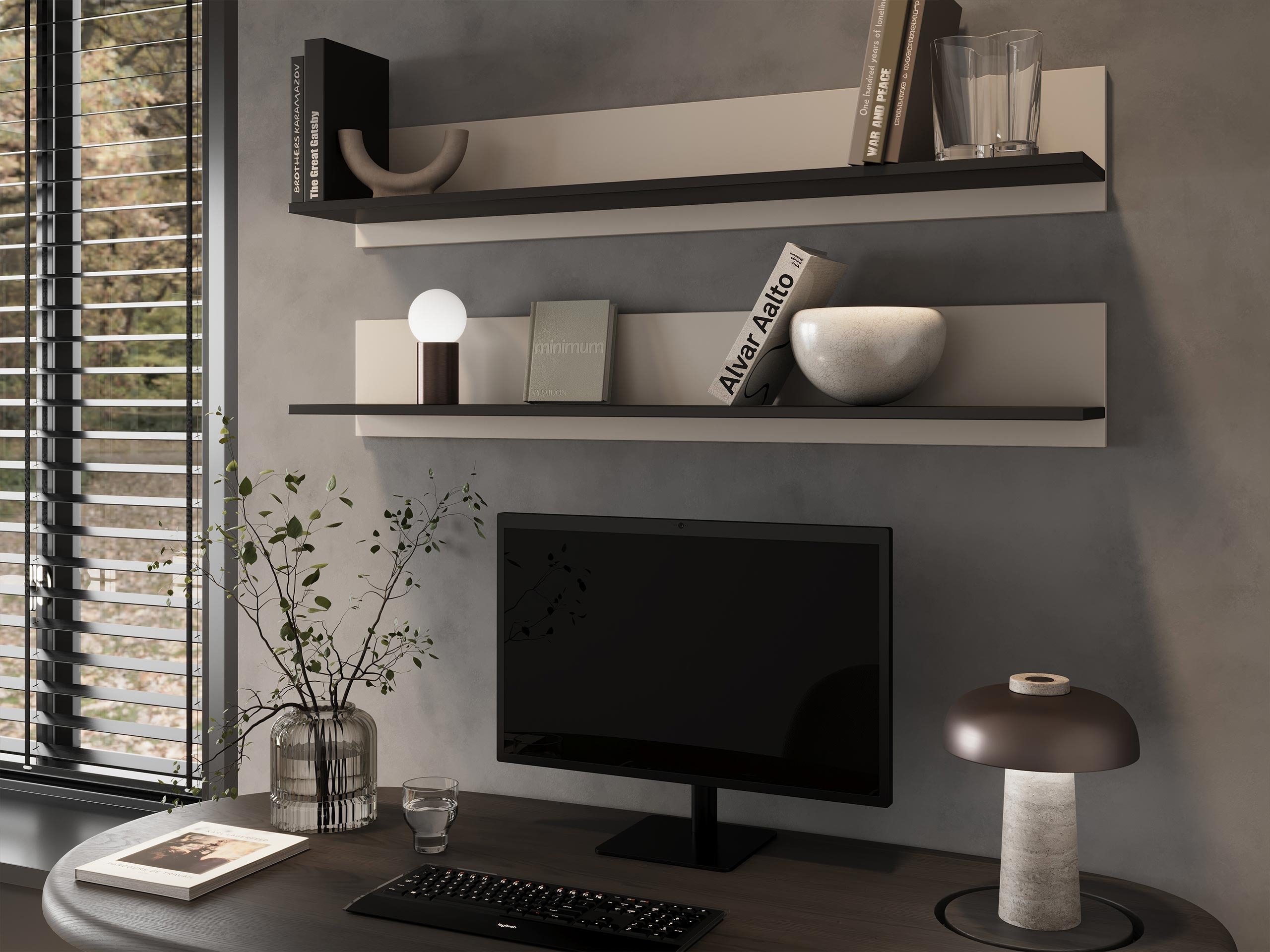 Conjunto de estanterías colgantes Tornola 104 (Cachemira + Negro)