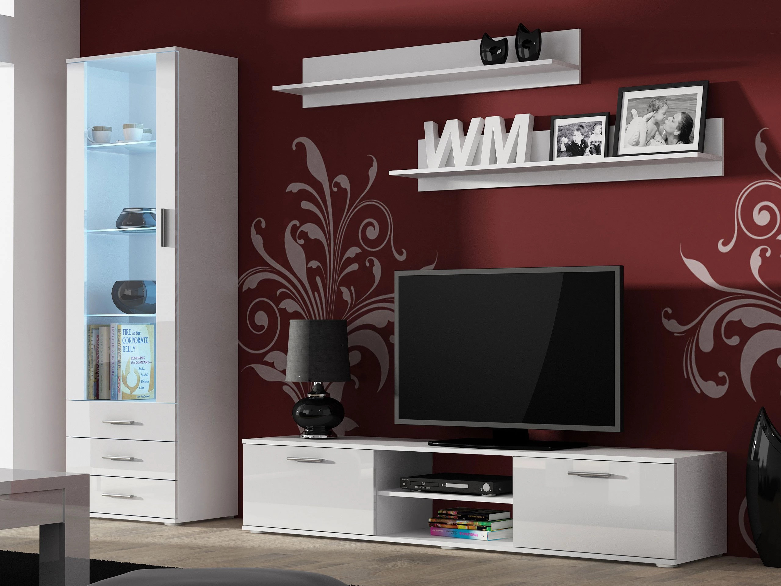 Conjunto de salón Tornola 107 (Blanco + Blanco brillante)