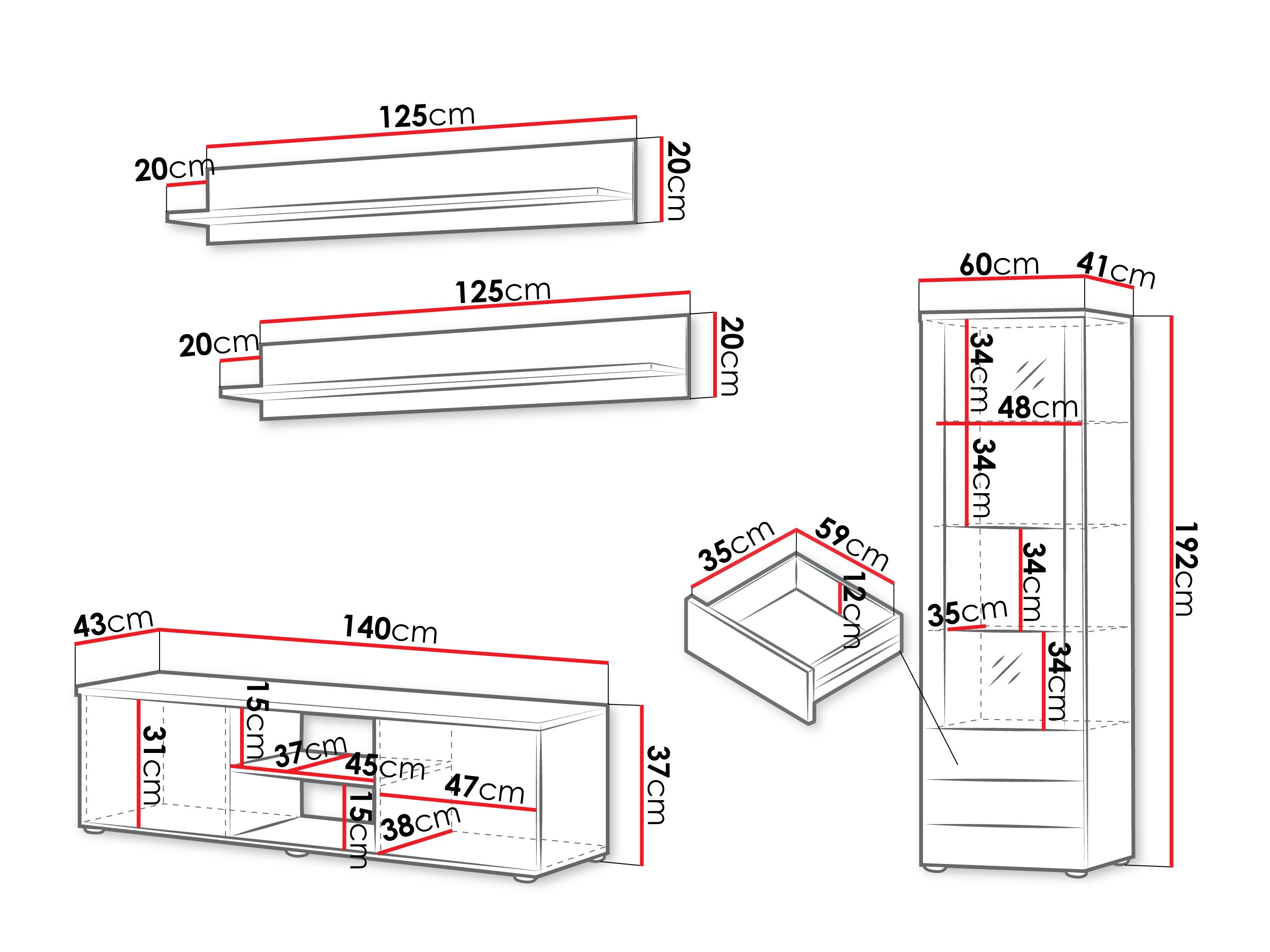 Conjunto de salón Tornola 110 (Cachemira + Negro)