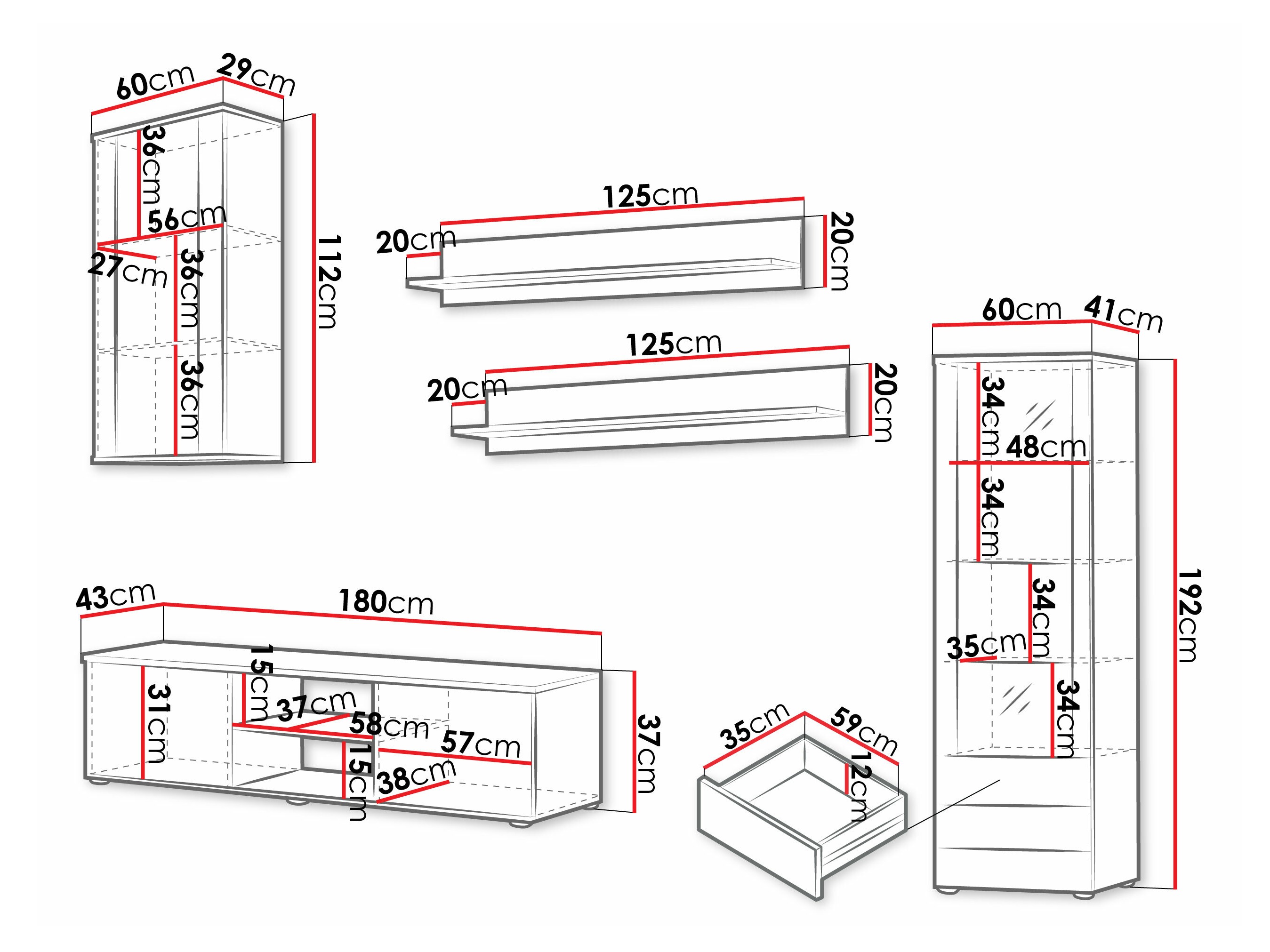 Conjunto de salón Tornola 114 (Blanco + Blanco brillante)
