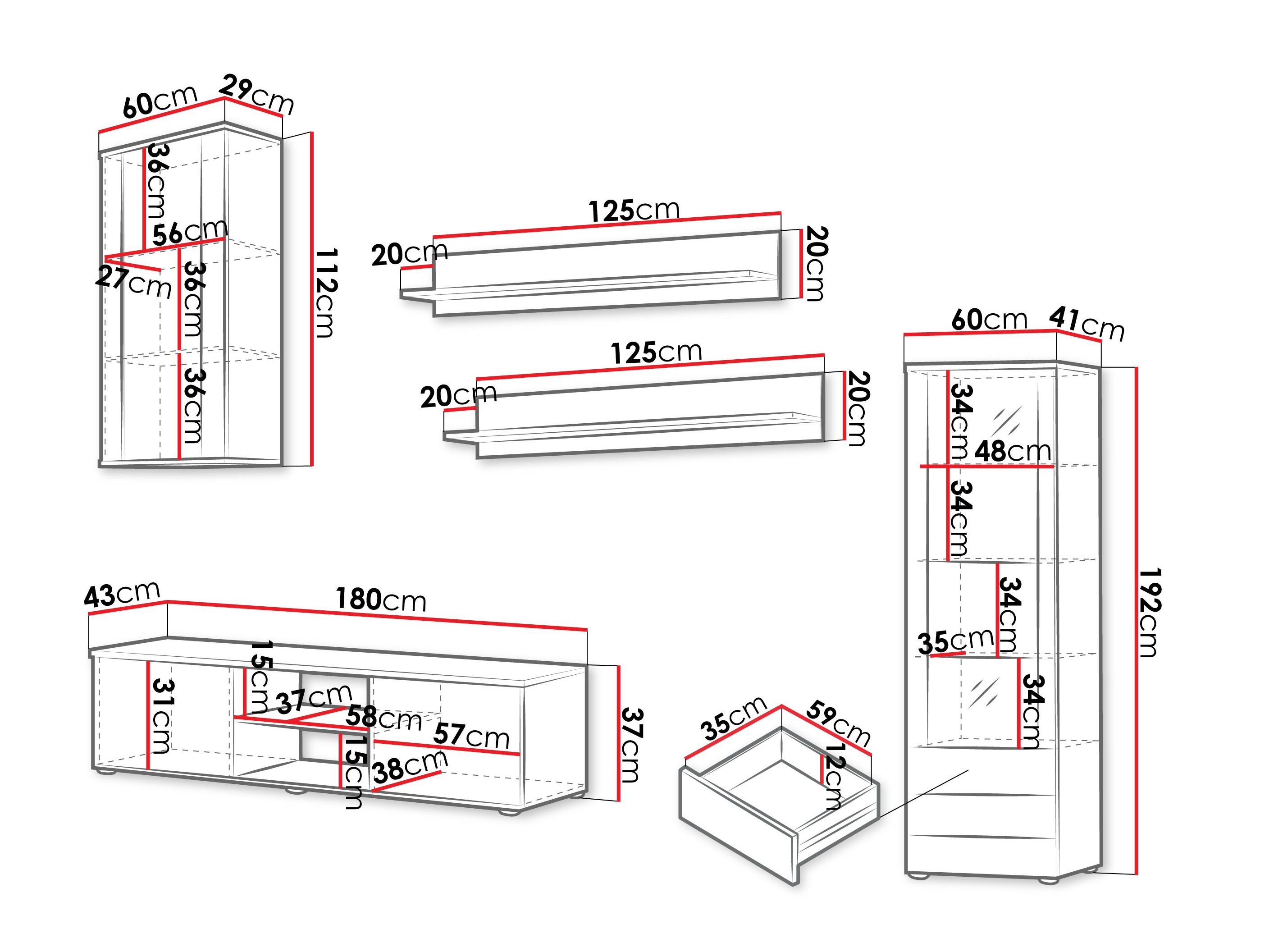 Conjunto de salón Tornola 114 (Cachemira + Negro)