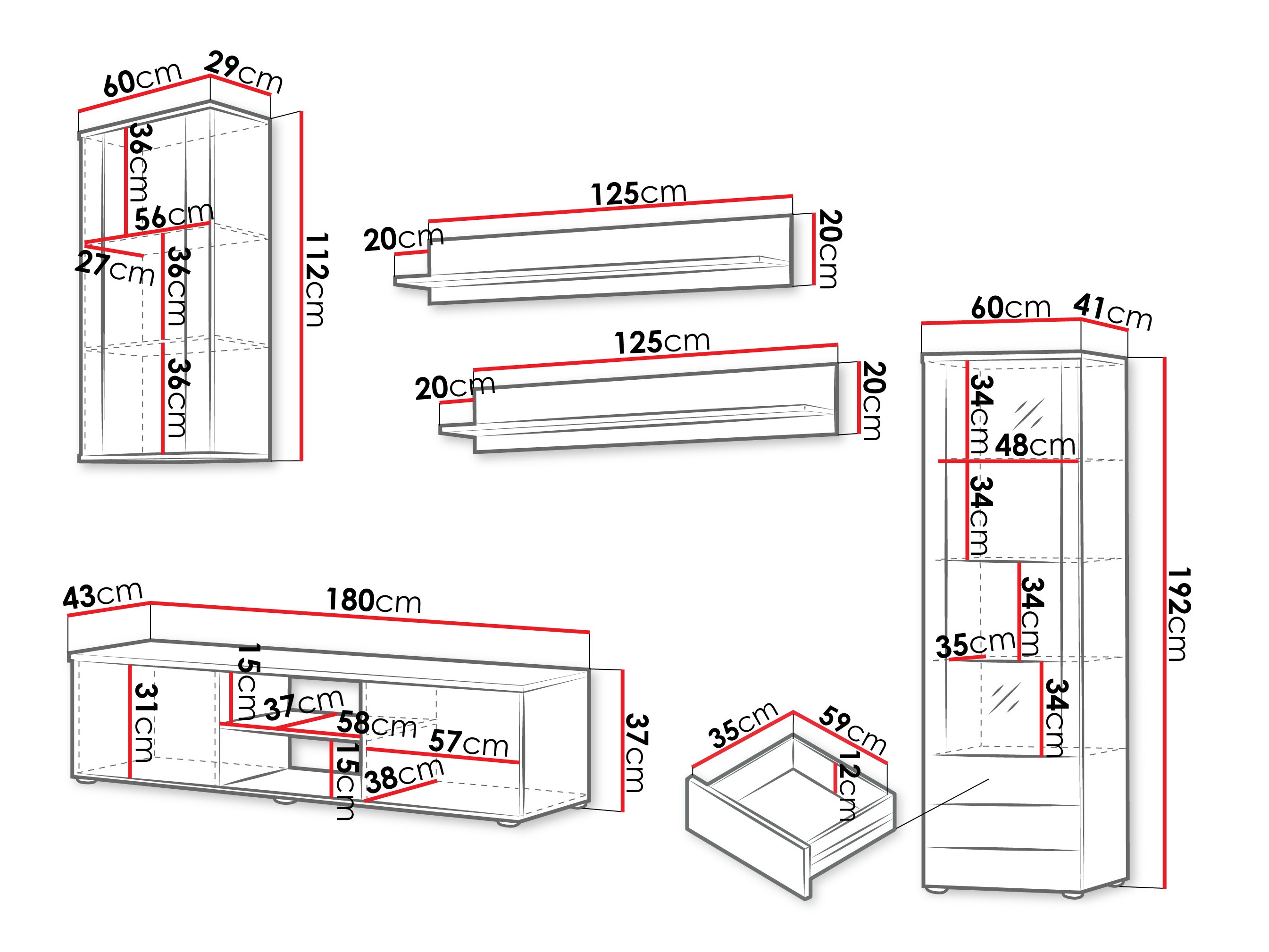 Conjunto de salón Tornola 114 (Cachemira + Negro)